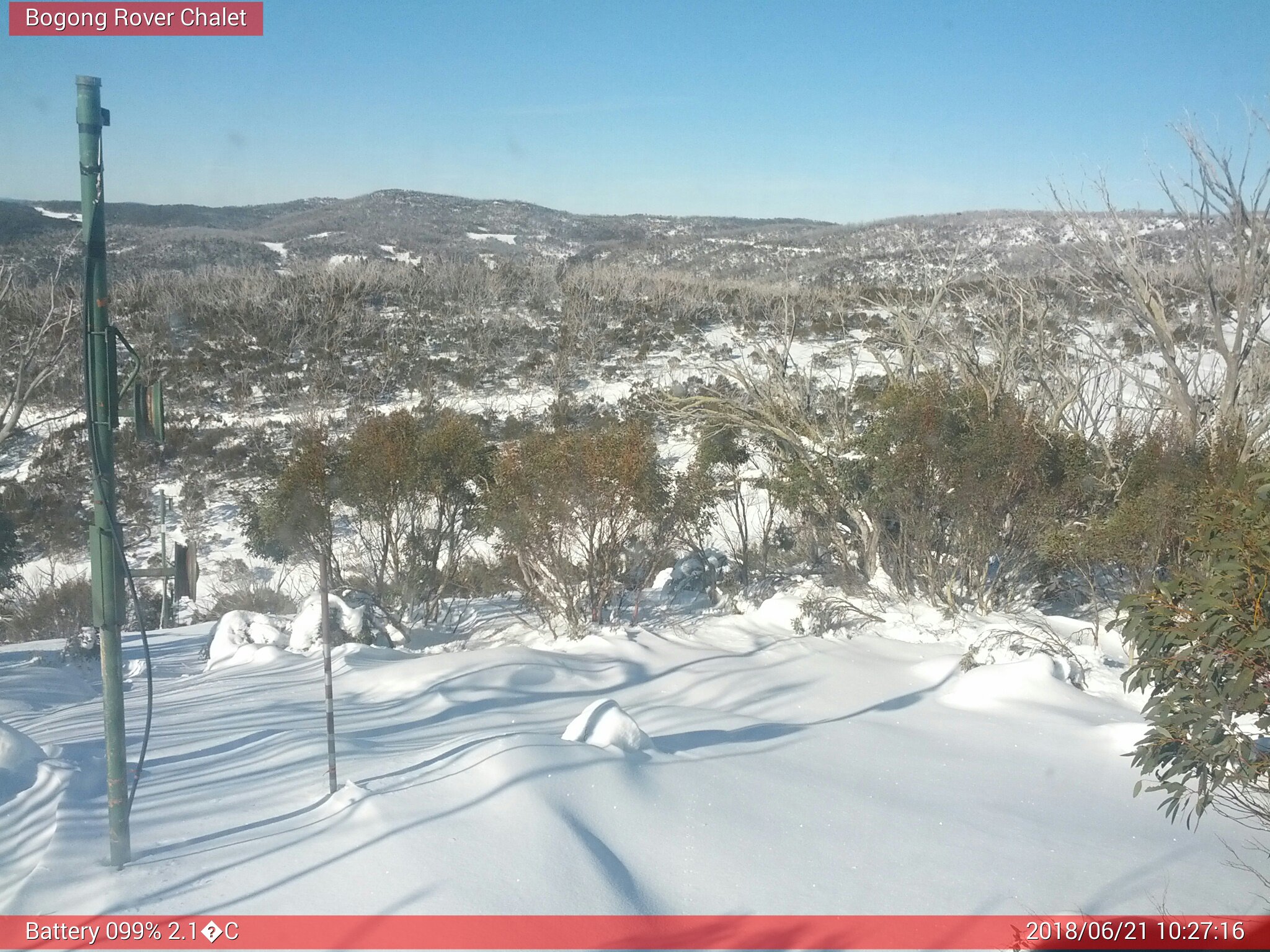 Bogong Web Cam 10:27am Thursday 21st of June 2018