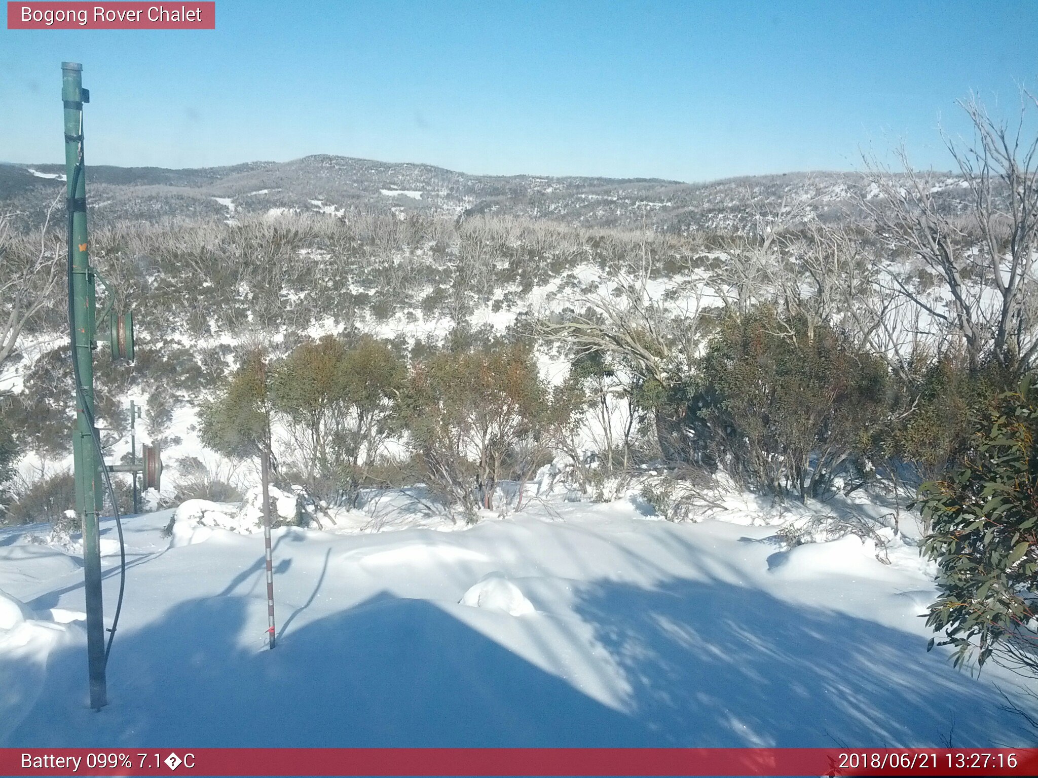 Bogong Web Cam 1:27pm Thursday 21st of June 2018