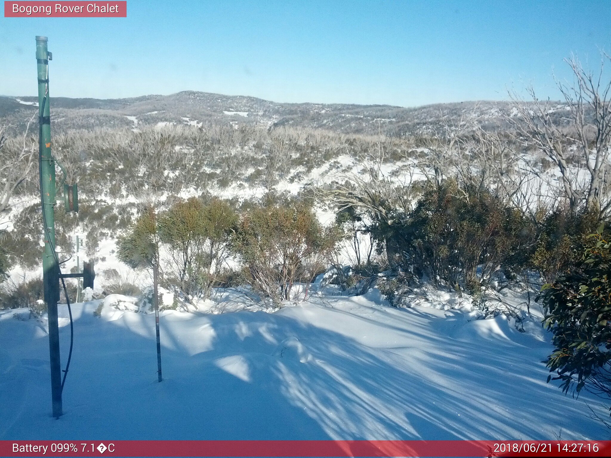 Bogong Web Cam 2:27pm Thursday 21st of June 2018