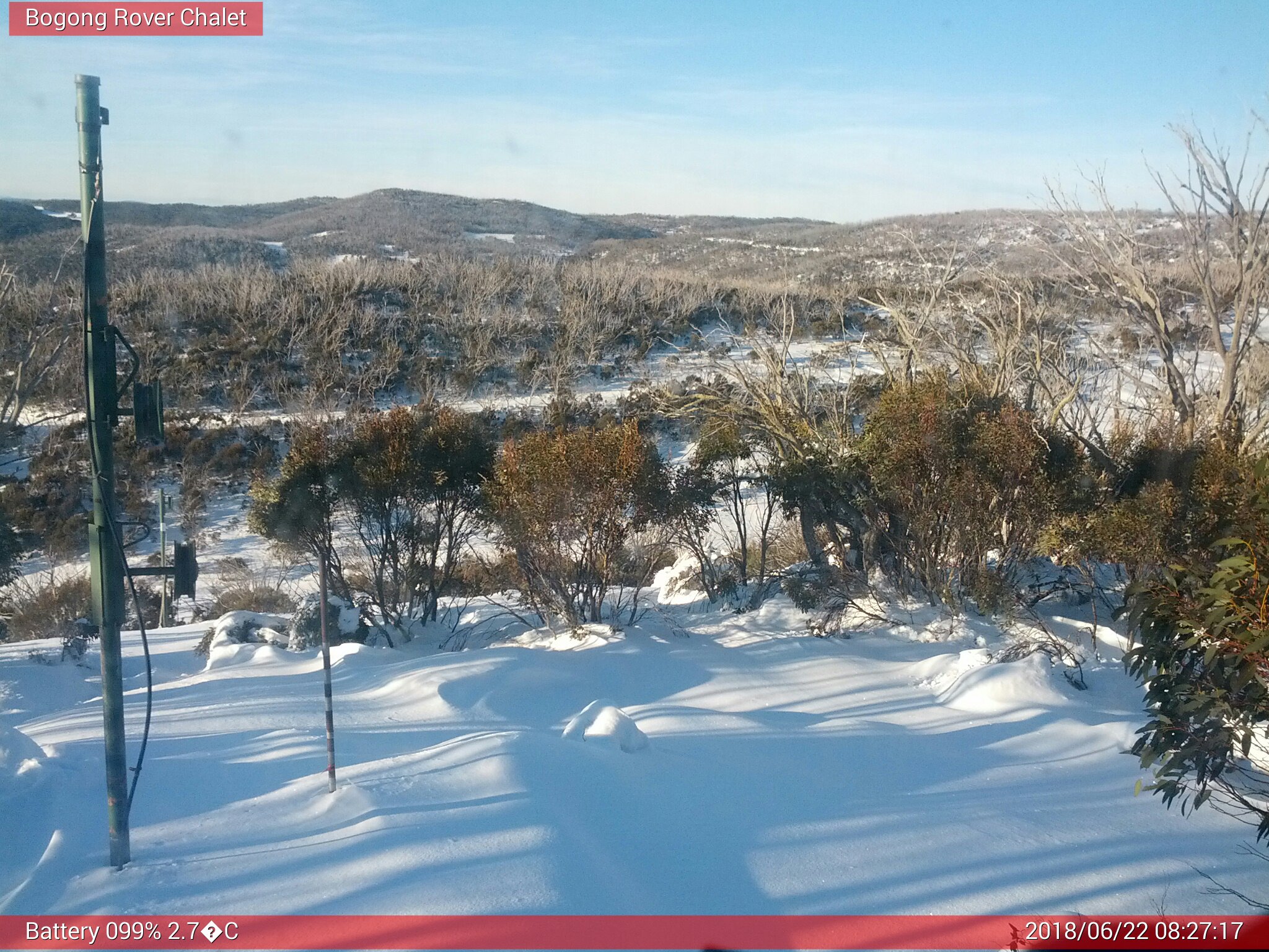 Bogong Web Cam 8:27am Friday 22nd of June 2018