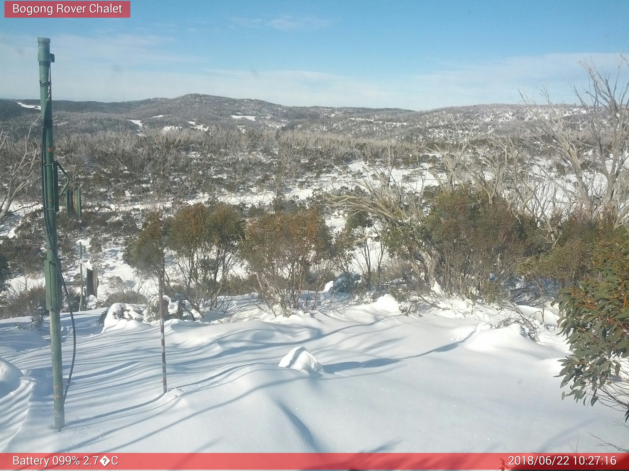 Bogong Web Cam 10:27am Friday 22nd of June 2018