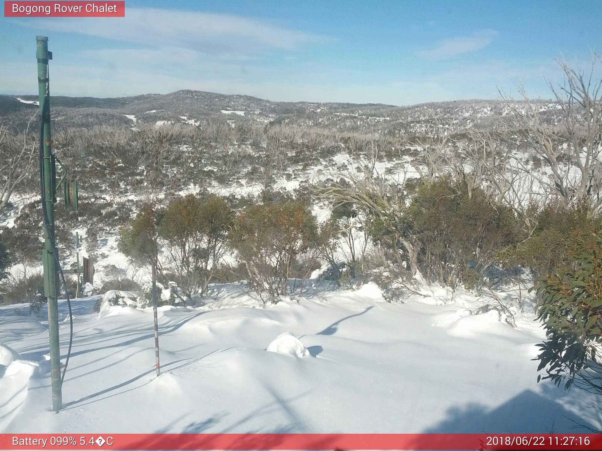 Bogong Web Cam 11:27am Friday 22nd of June 2018