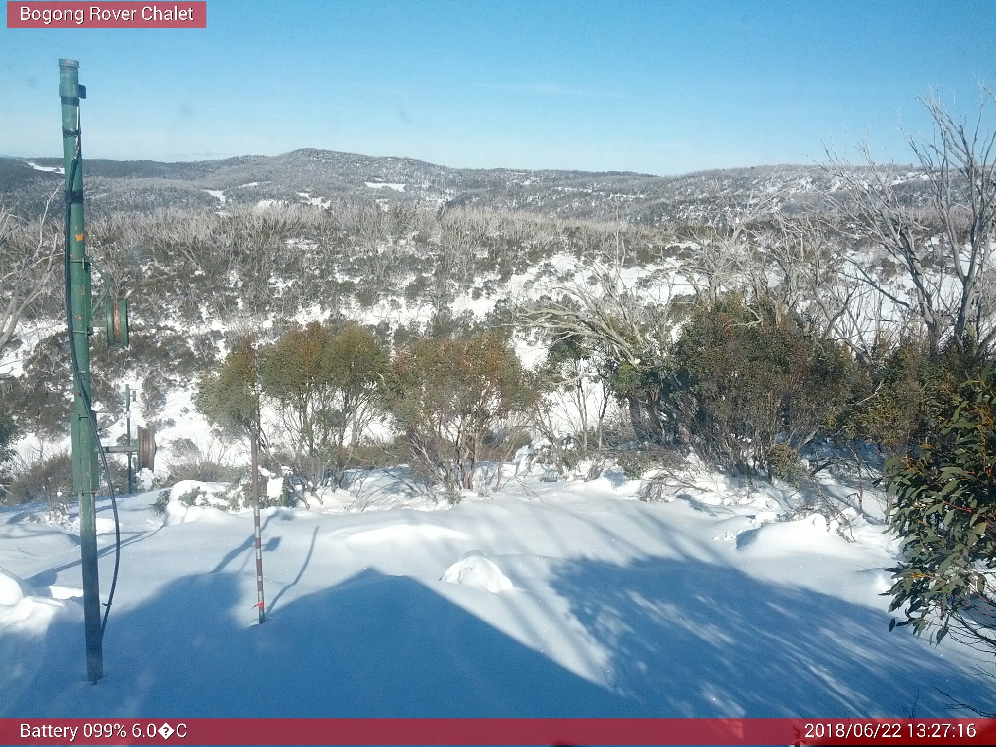 Bogong Web Cam 1:27pm Friday 22nd of June 2018