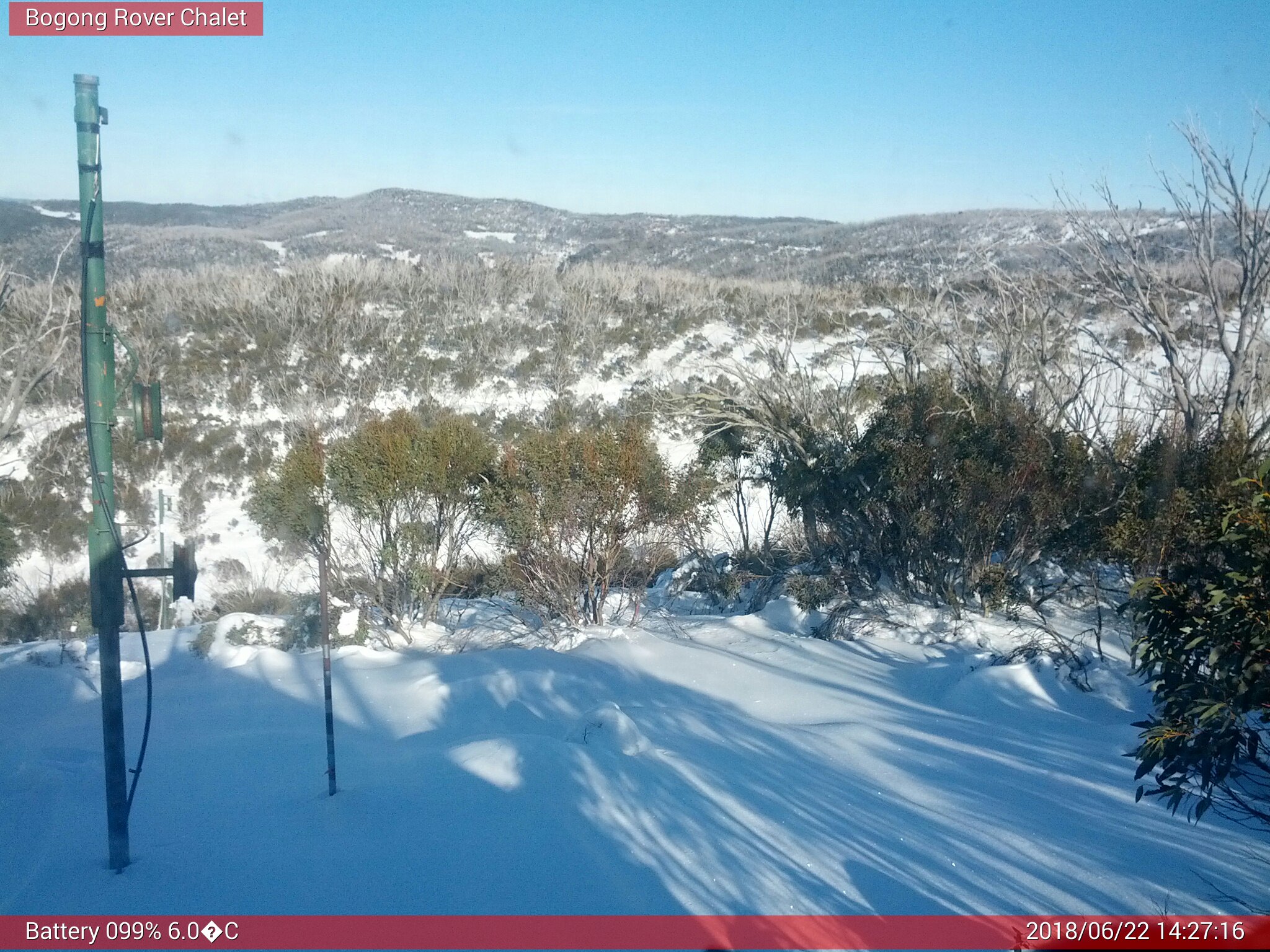 Bogong Web Cam 2:27pm Friday 22nd of June 2018