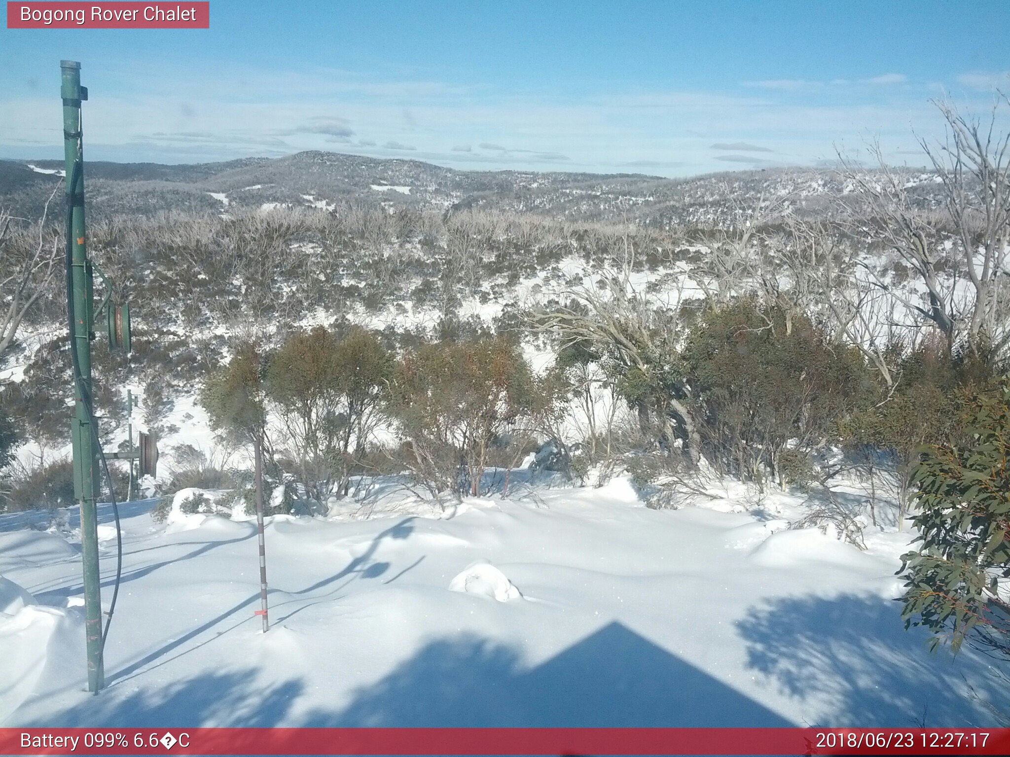 Bogong Web Cam 12:27pm Saturday 23rd of June 2018