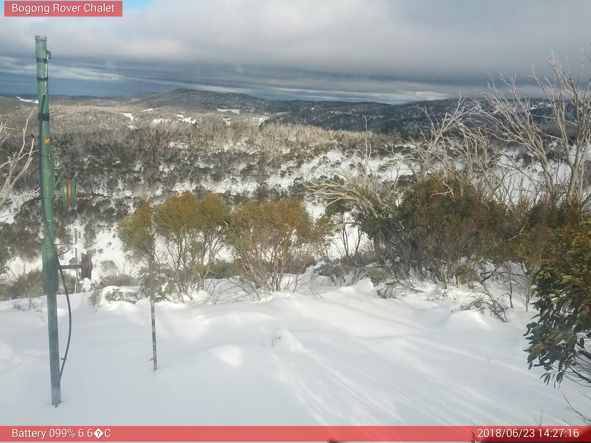 Bogong Web Cam 2:27pm Saturday 23rd of June 2018