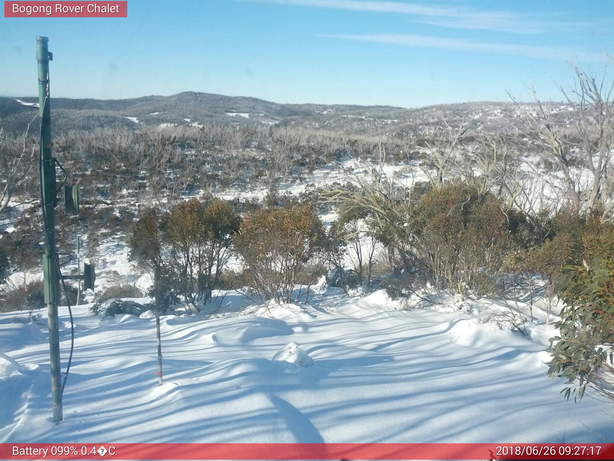 Bogong Web Cam 9:27am Tuesday 26th of June 2018