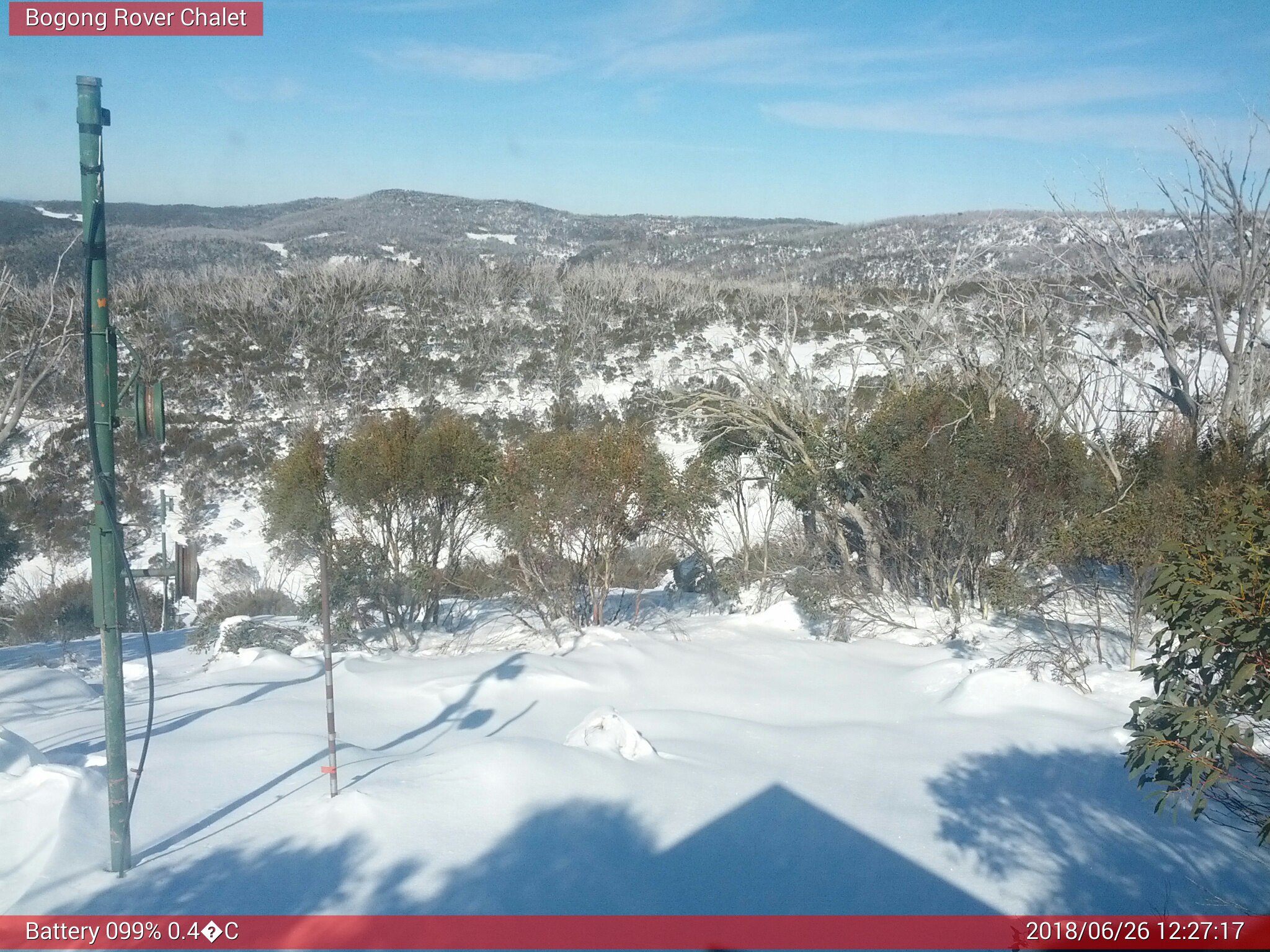 Bogong Web Cam 12:27pm Tuesday 26th of June 2018