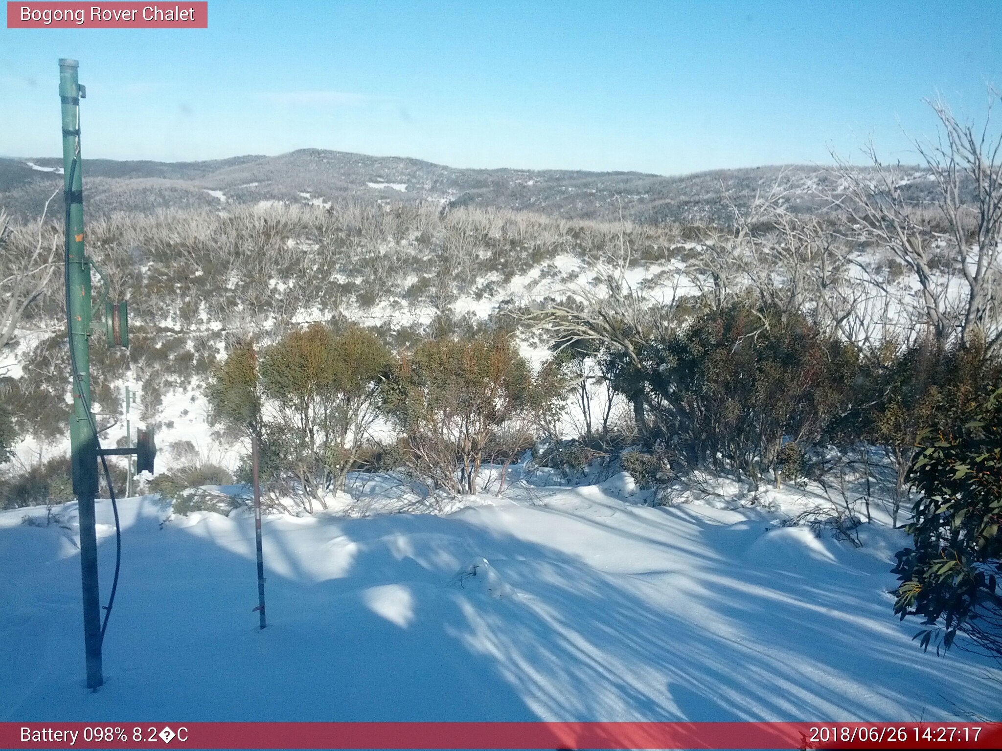 Bogong Web Cam 2:27pm Tuesday 26th of June 2018