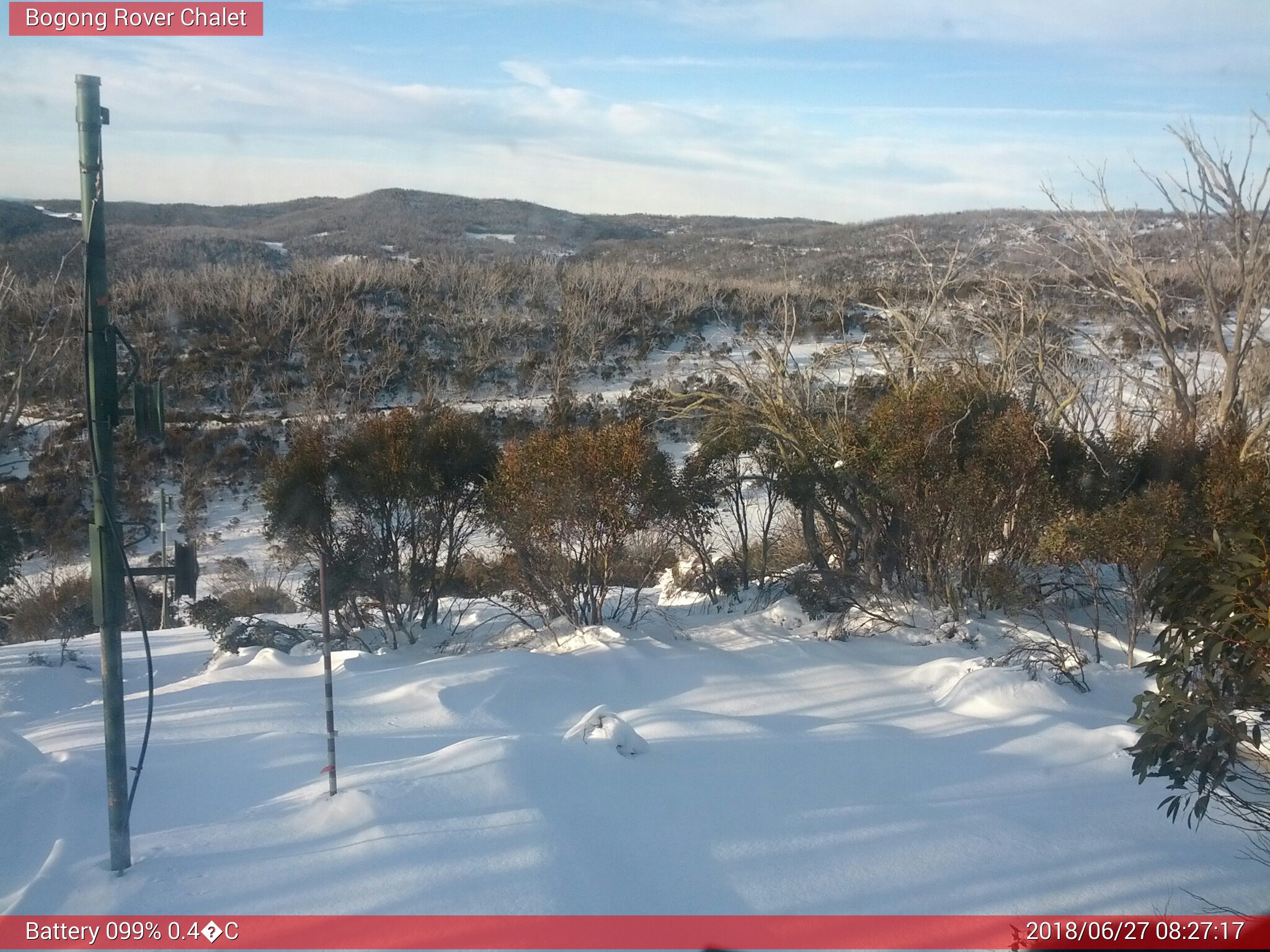 Bogong Web Cam 8:27am Wednesday 27th of June 2018