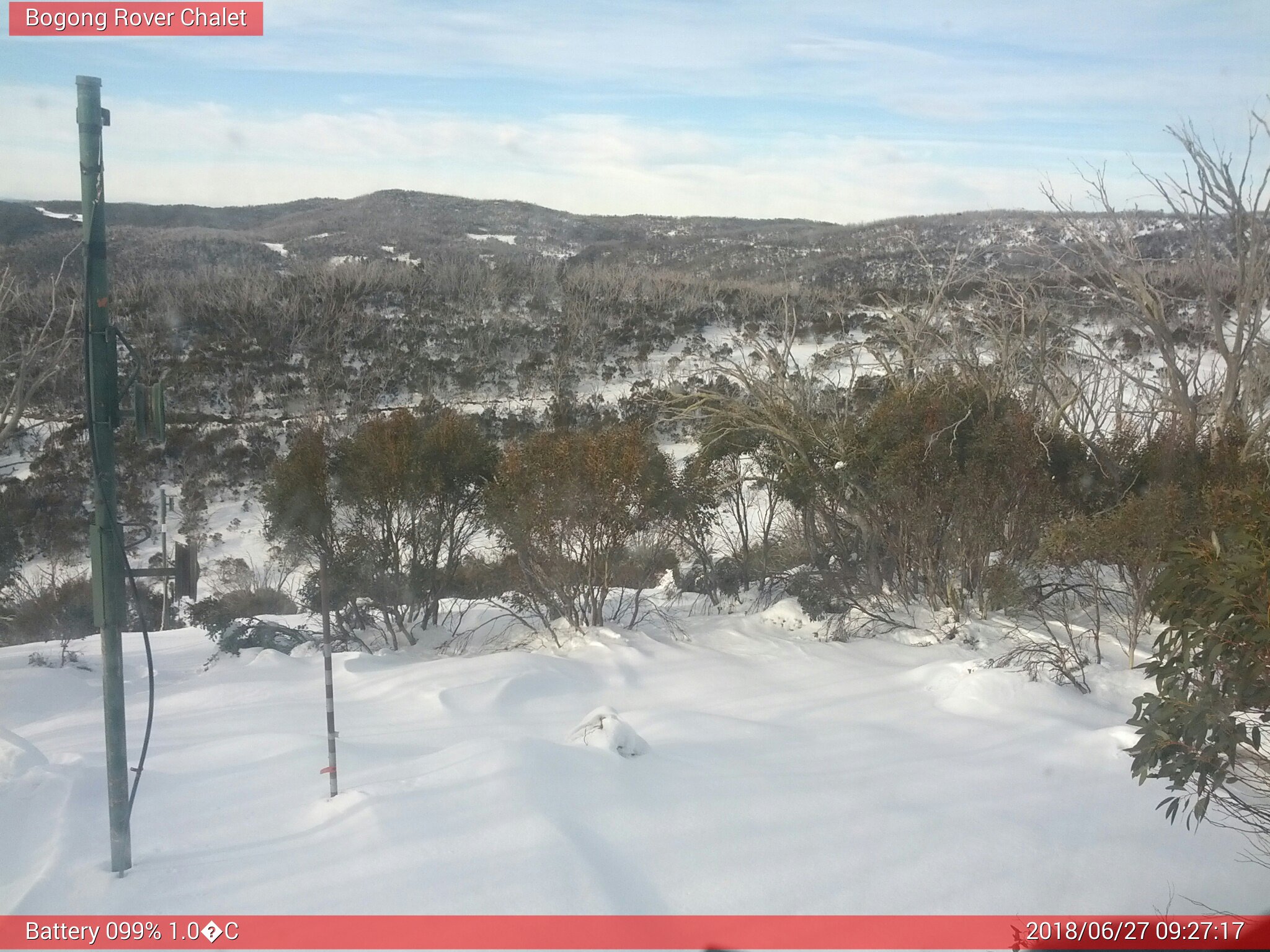 Bogong Web Cam 9:27am Wednesday 27th of June 2018