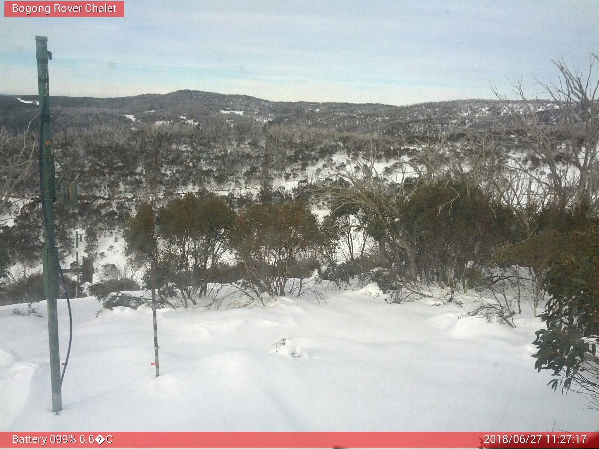 Bogong Web Cam 11:27am Wednesday 27th of June 2018