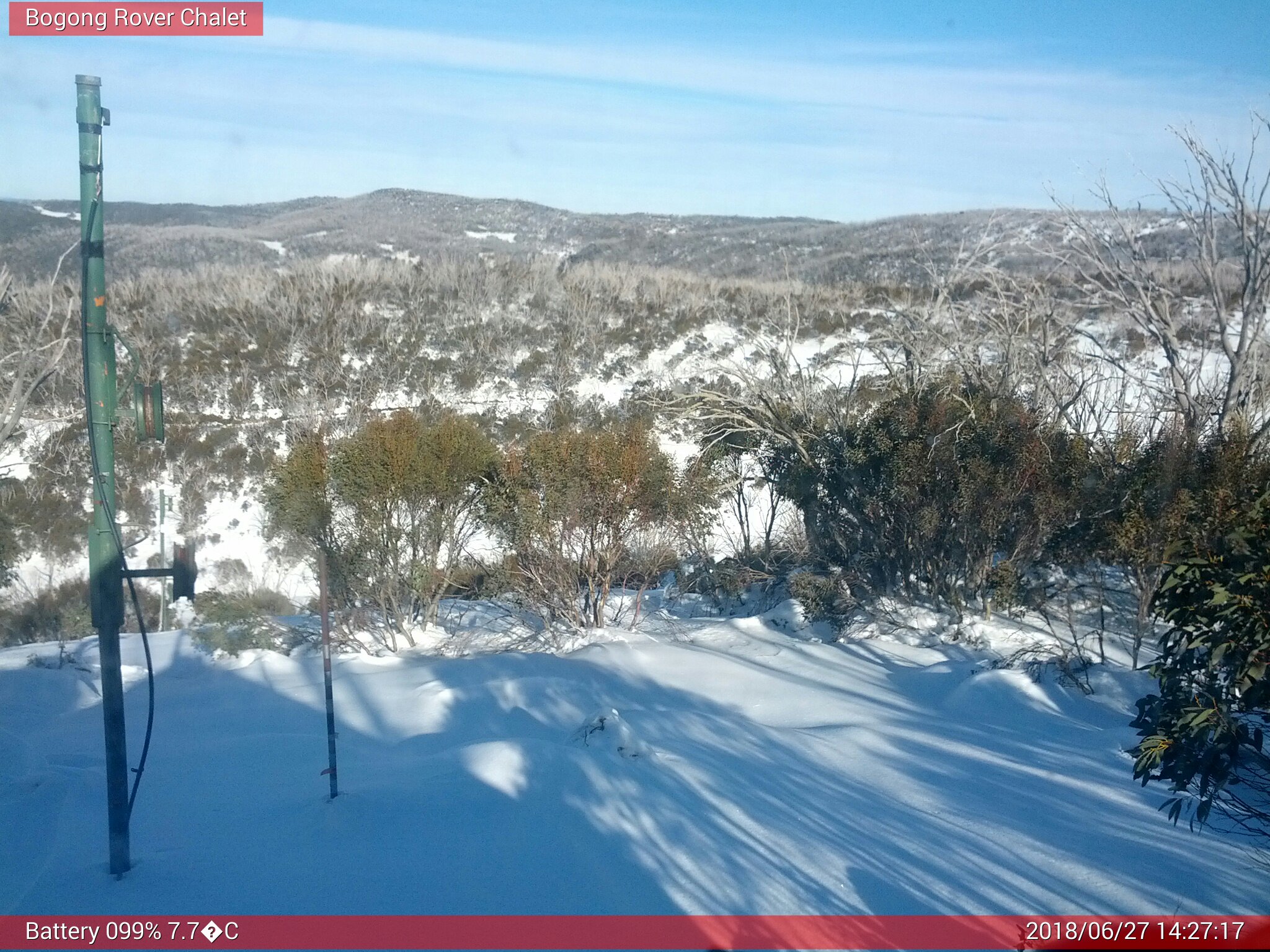 Bogong Web Cam 2:27pm Wednesday 27th of June 2018