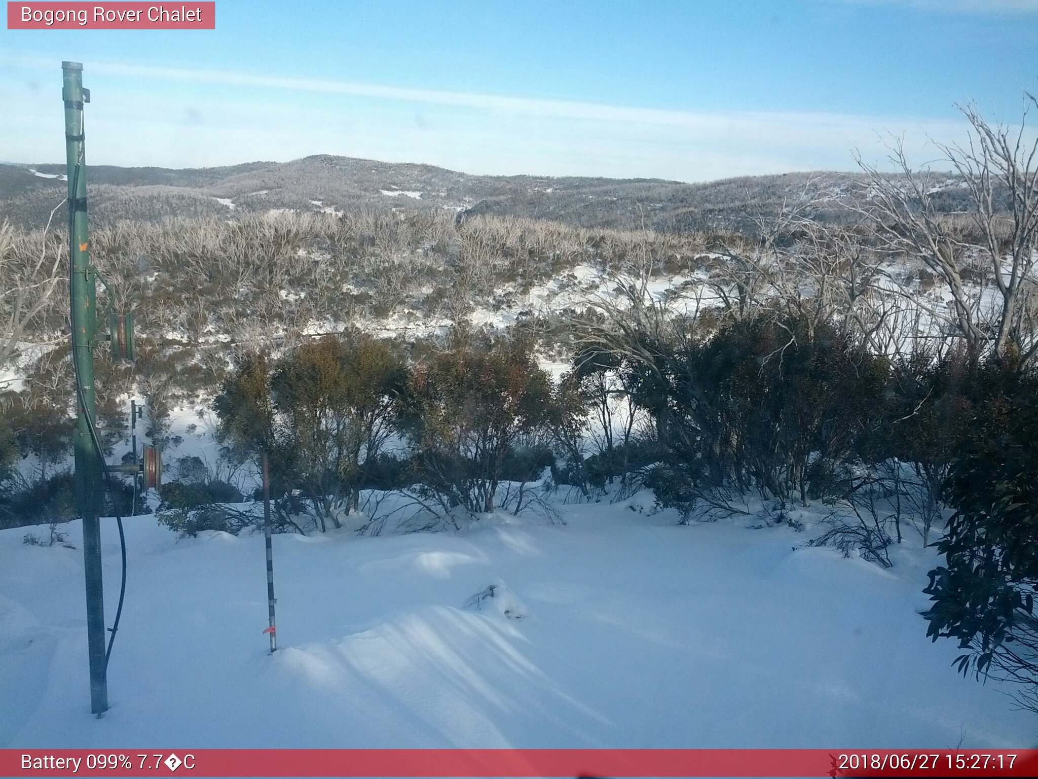 Bogong Web Cam 3:27pm Wednesday 27th of June 2018