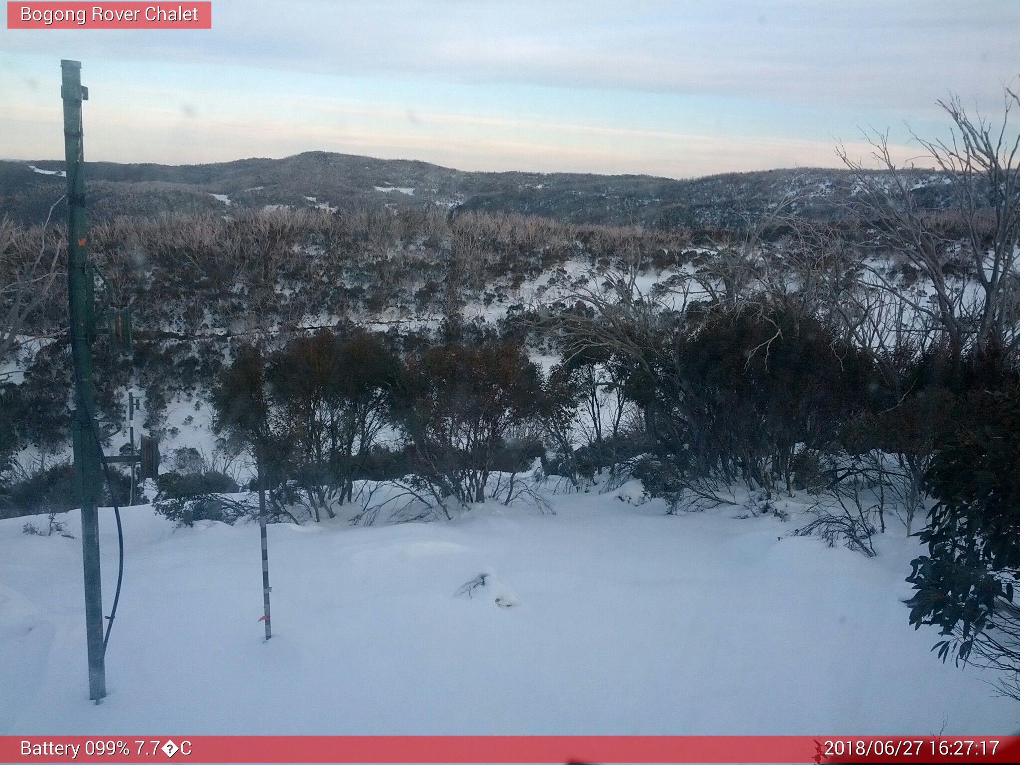 Bogong Web Cam 4:27pm Wednesday 27th of June 2018