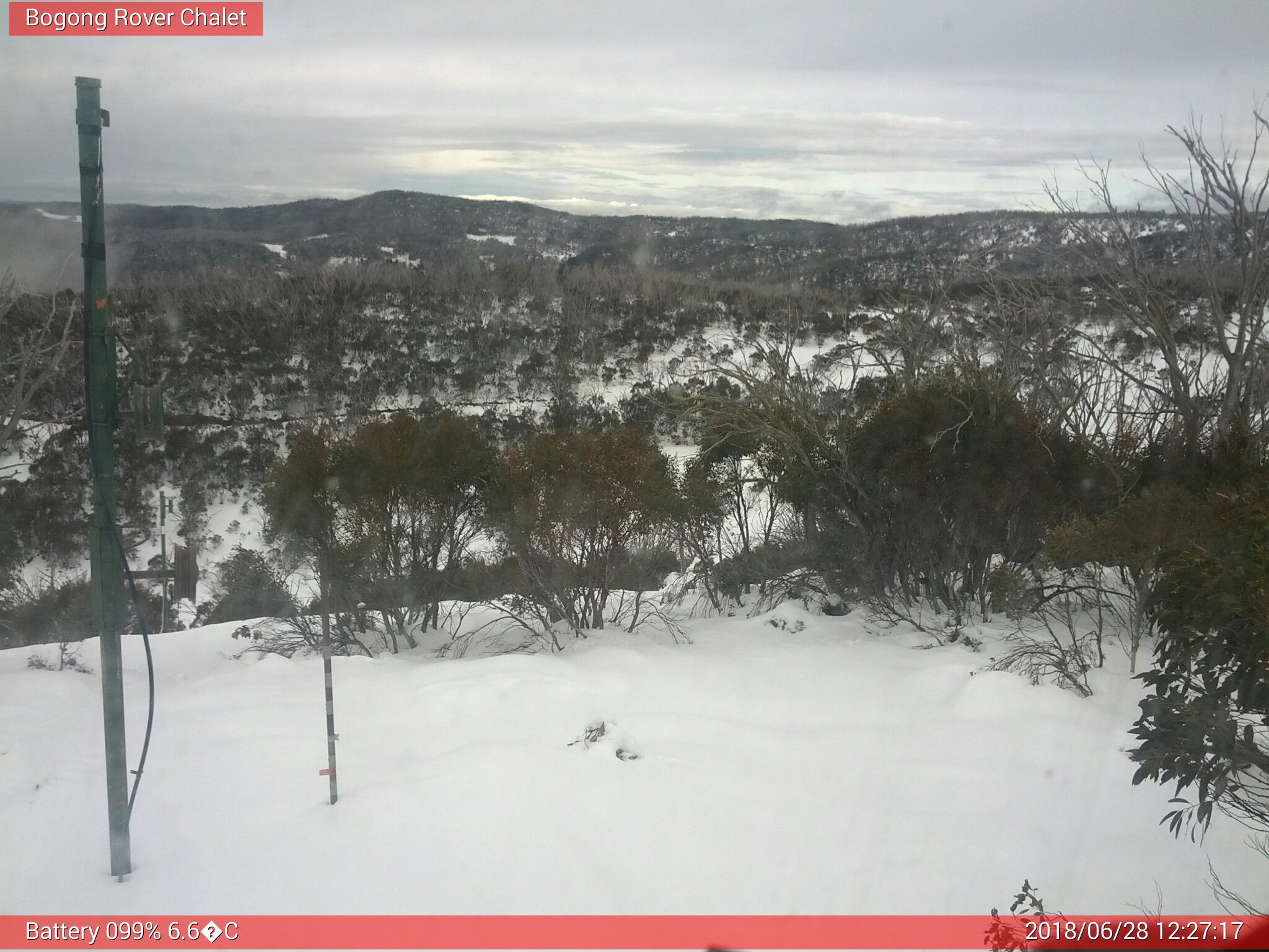 Bogong Web Cam 12:27pm Thursday 28th of June 2018