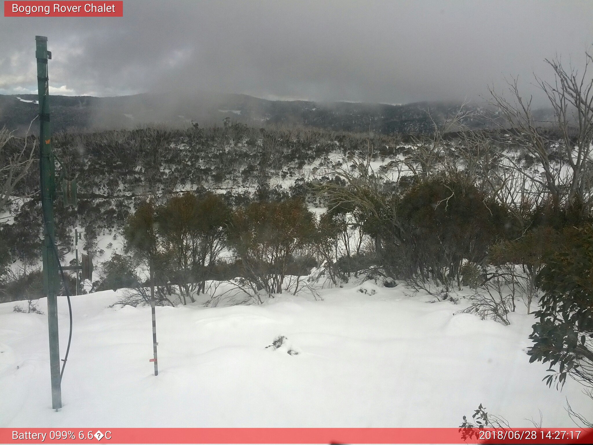 Bogong Web Cam 2:27pm Thursday 28th of June 2018