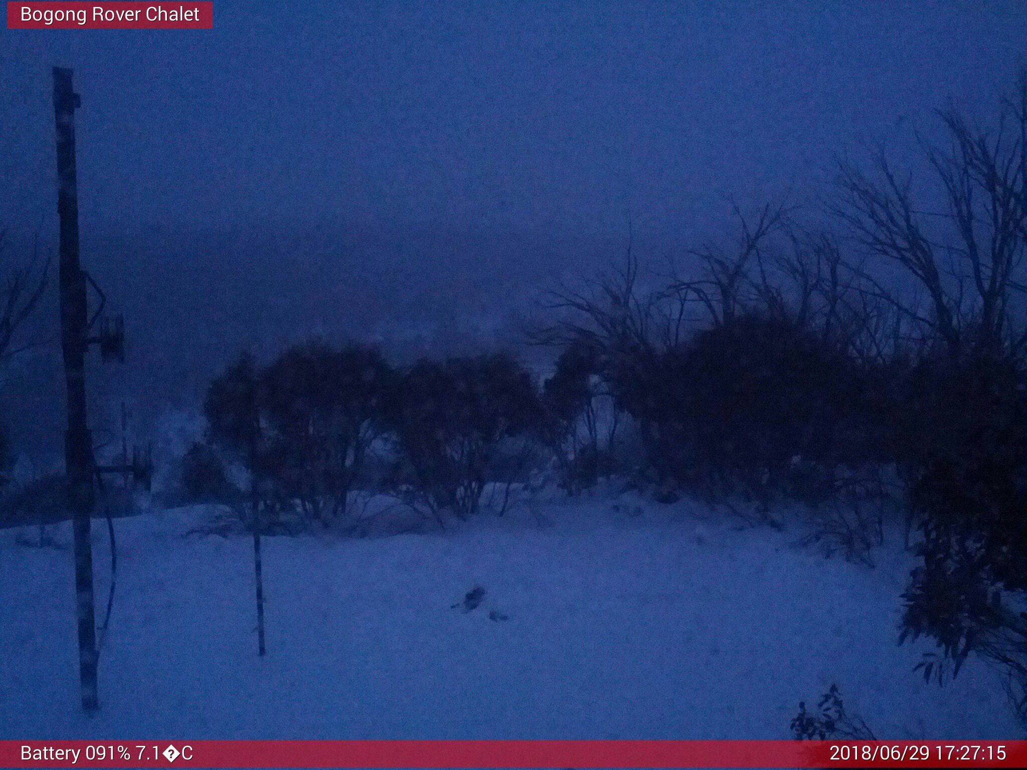 Bogong Web Cam 5:27pm Friday 29th of June 2018