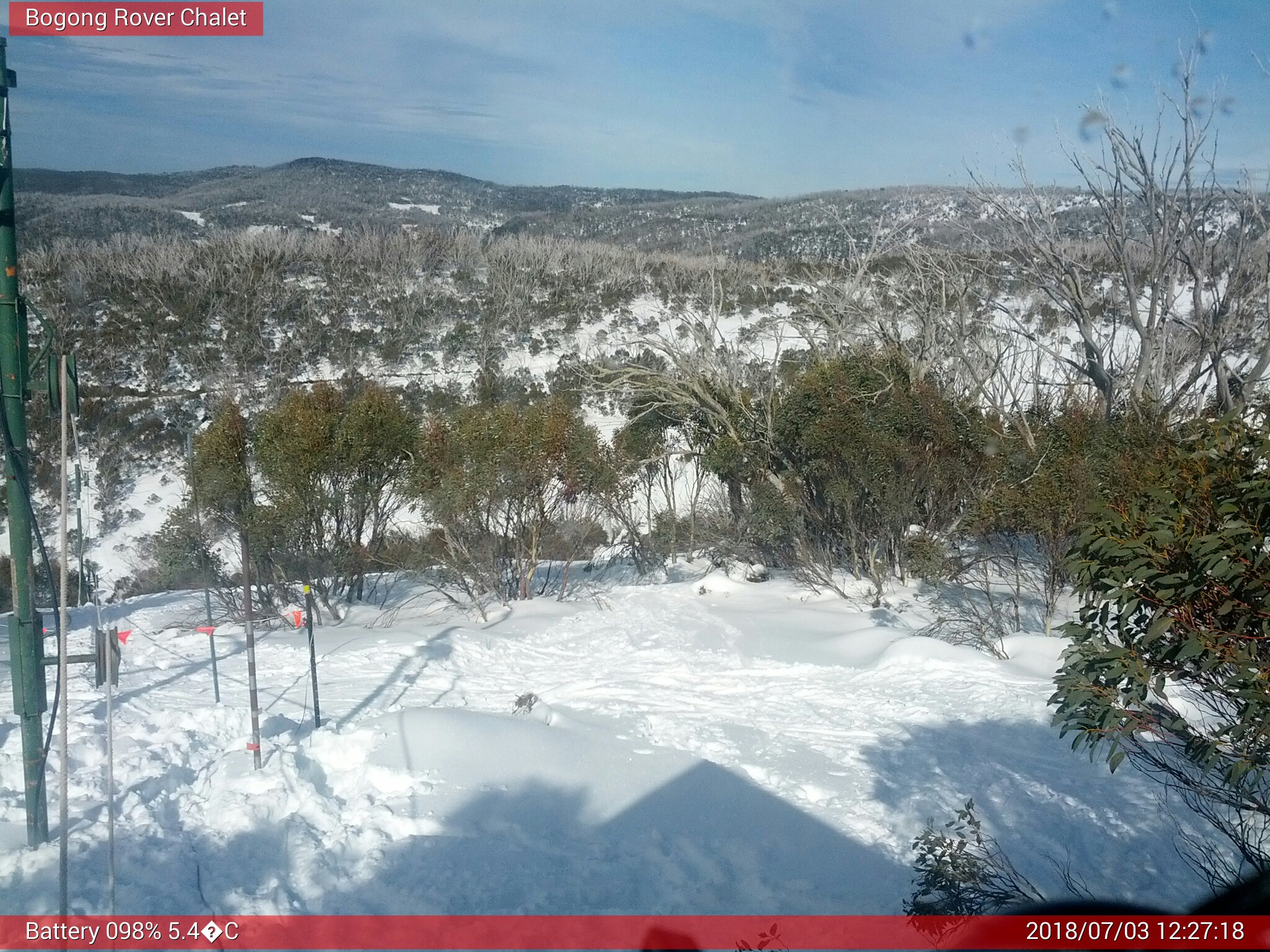 Bogong Web Cam 12:27pm Tuesday 3rd of July 2018