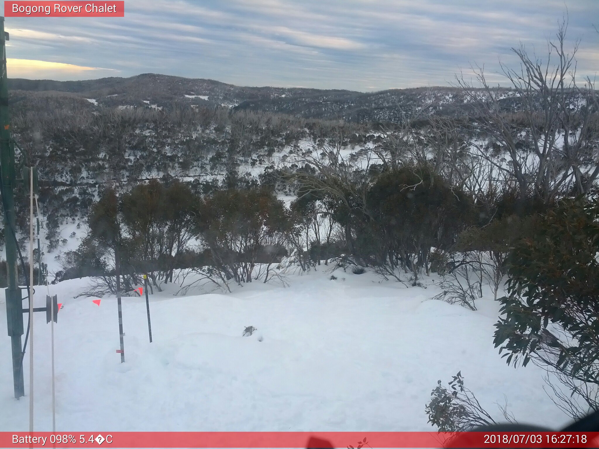 Bogong Web Cam 4:27pm Tuesday 3rd of July 2018