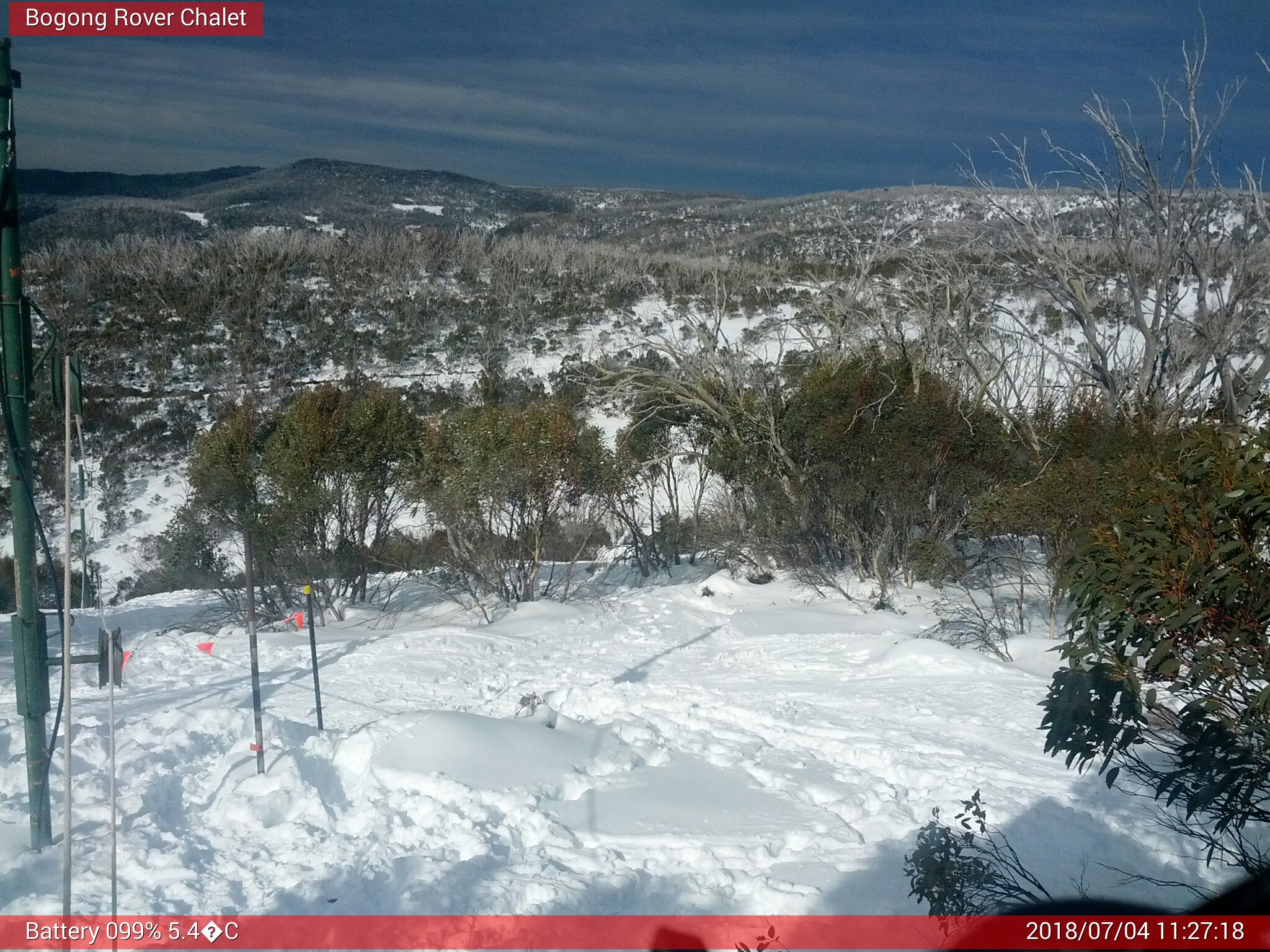 Bogong Web Cam 11:27am Wednesday 4th of July 2018