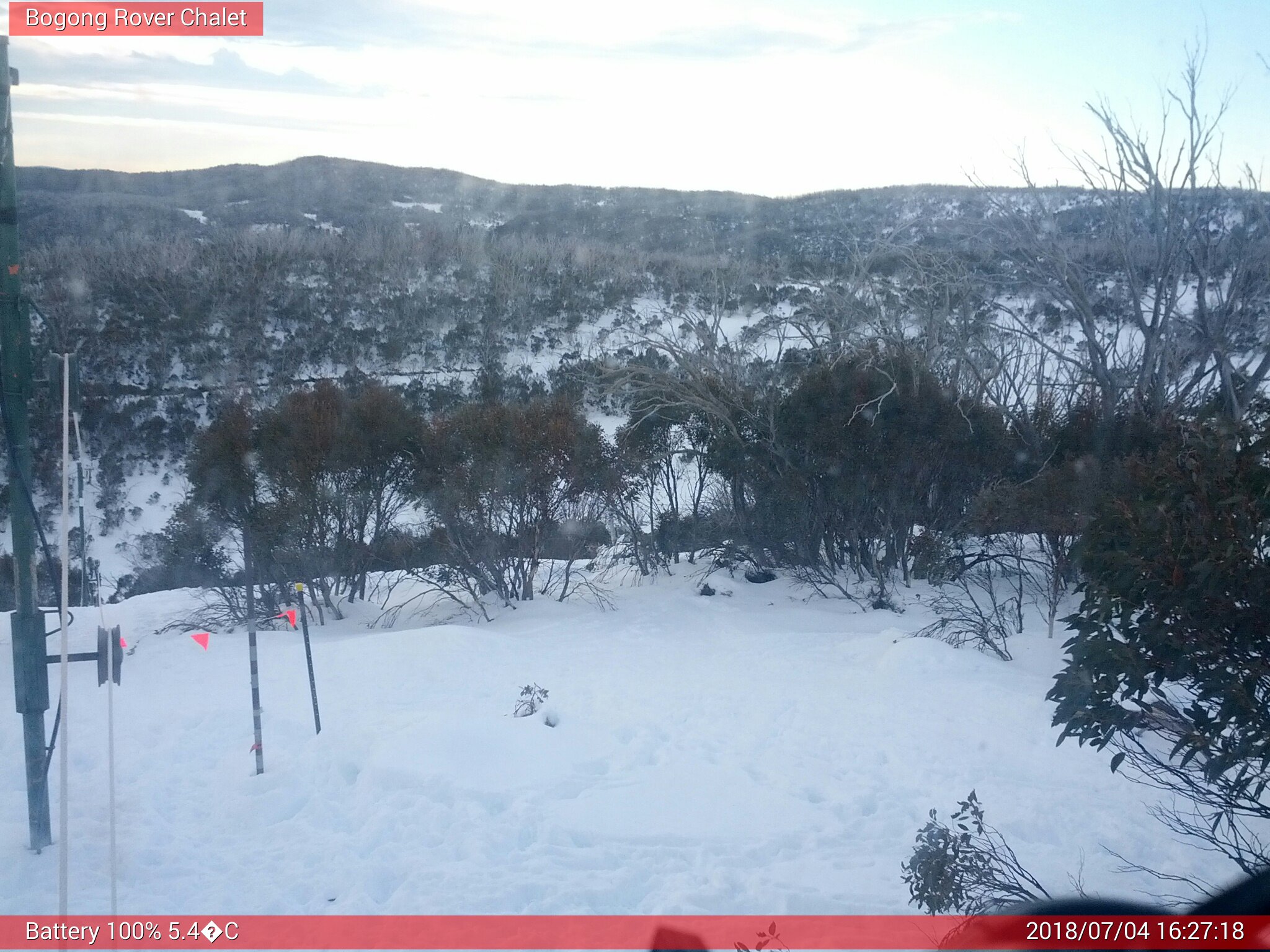 Bogong Web Cam 4:27pm Wednesday 4th of July 2018