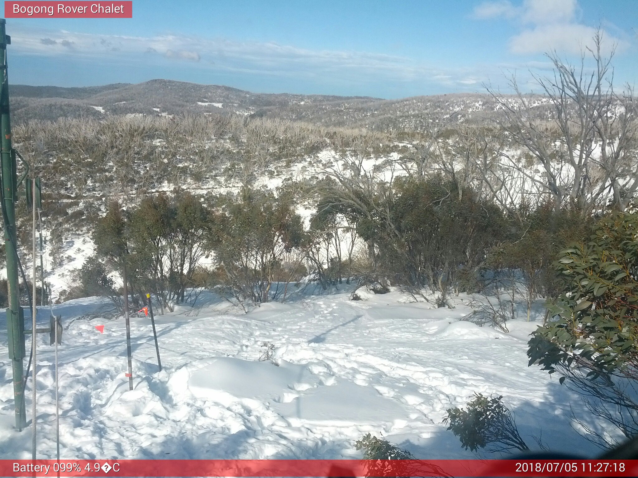 Bogong Web Cam 11:27am Thursday 5th of July 2018