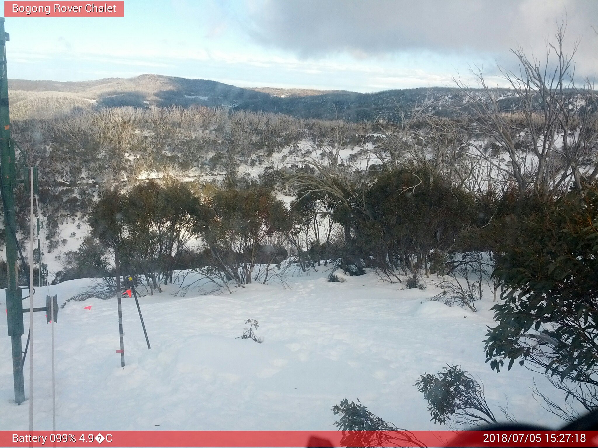 Bogong Web Cam 3:27pm Thursday 5th of July 2018