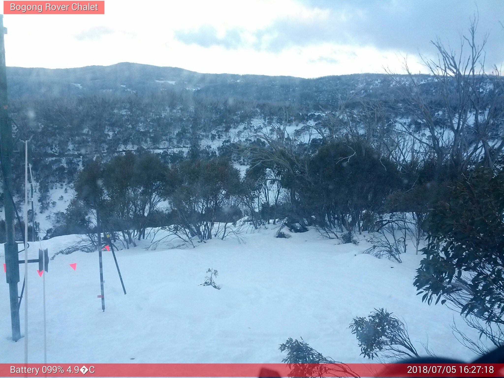 Bogong Web Cam 4:27pm Thursday 5th of July 2018