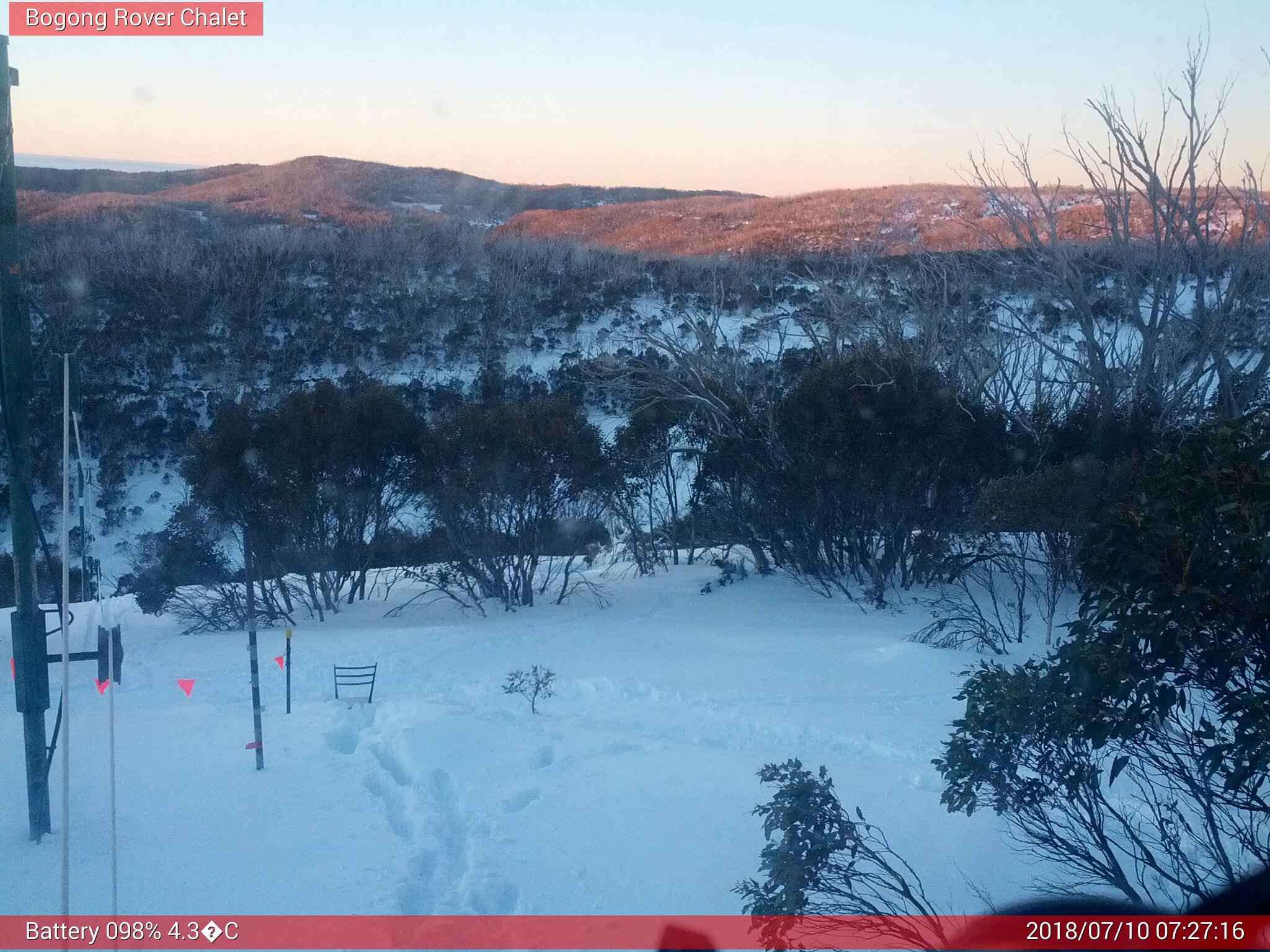 Bogong Web Cam 7:27am Tuesday 10th of July 2018