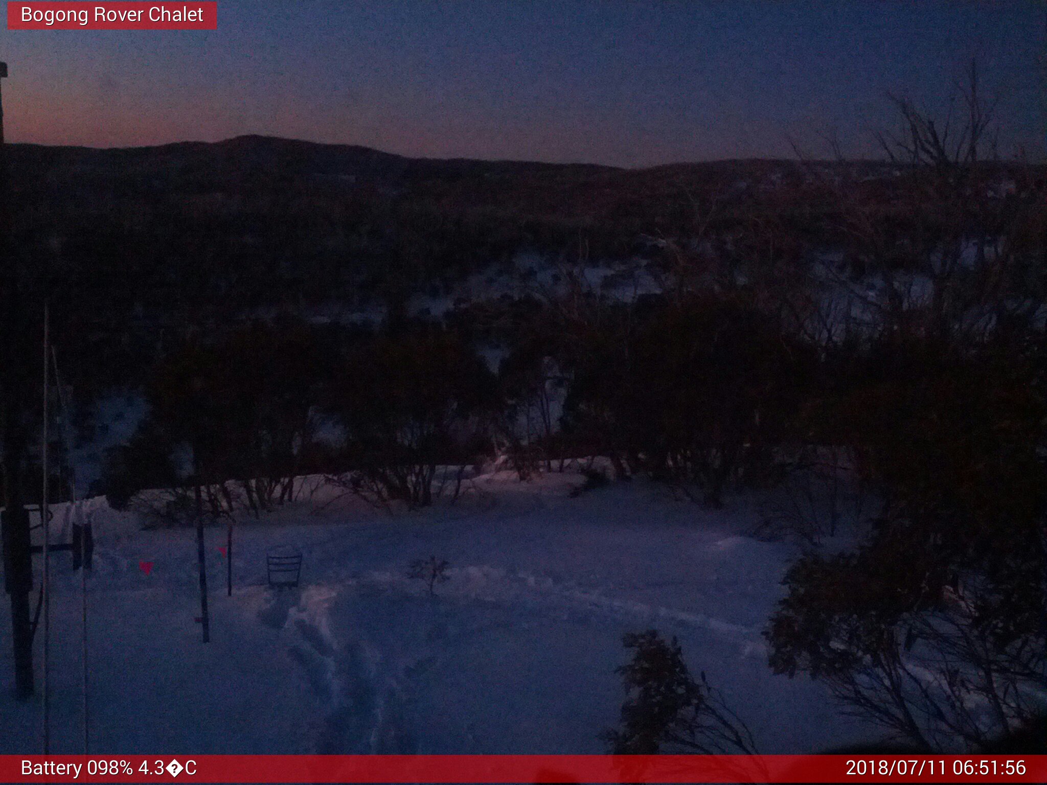 Bogong Web Cam 6:51am Wednesday 11th of July 2018