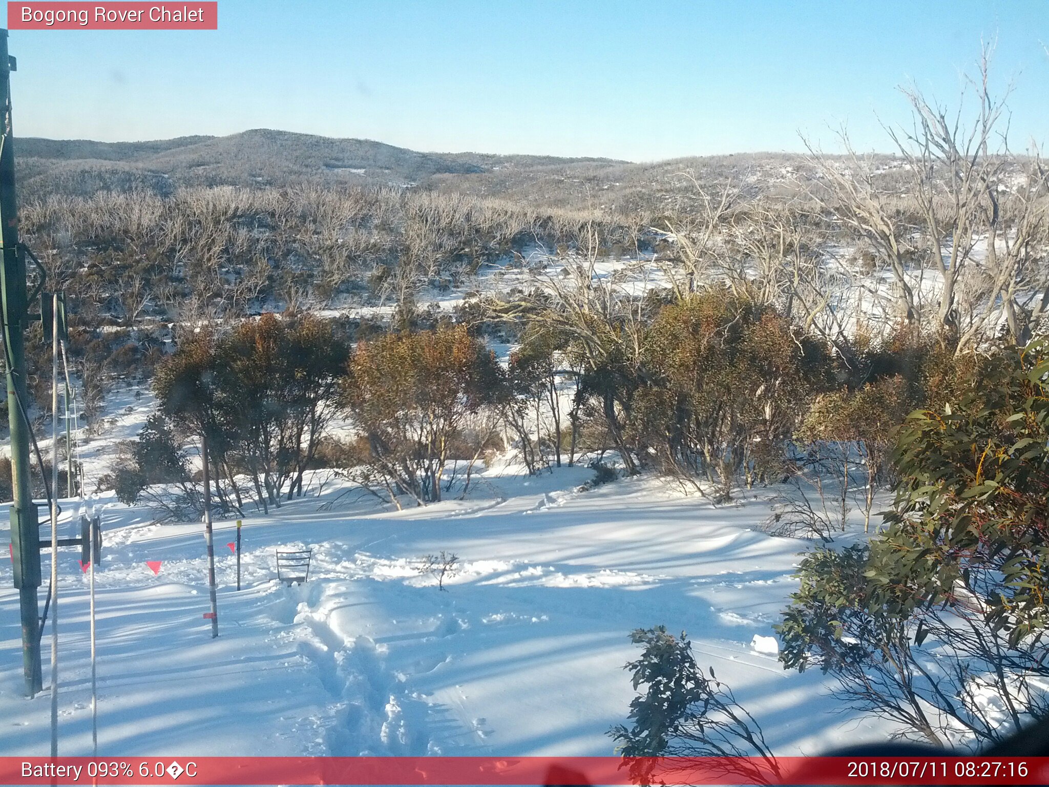 Bogong Web Cam 8:27am Wednesday 11th of July 2018