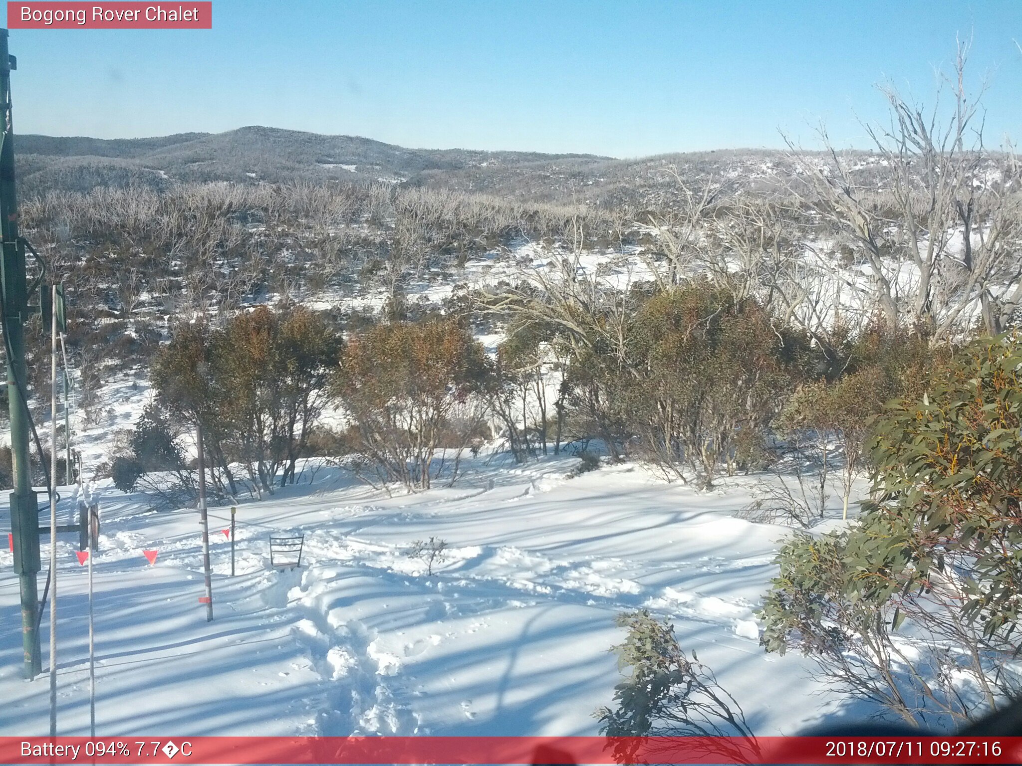 Bogong Web Cam 9:27am Wednesday 11th of July 2018