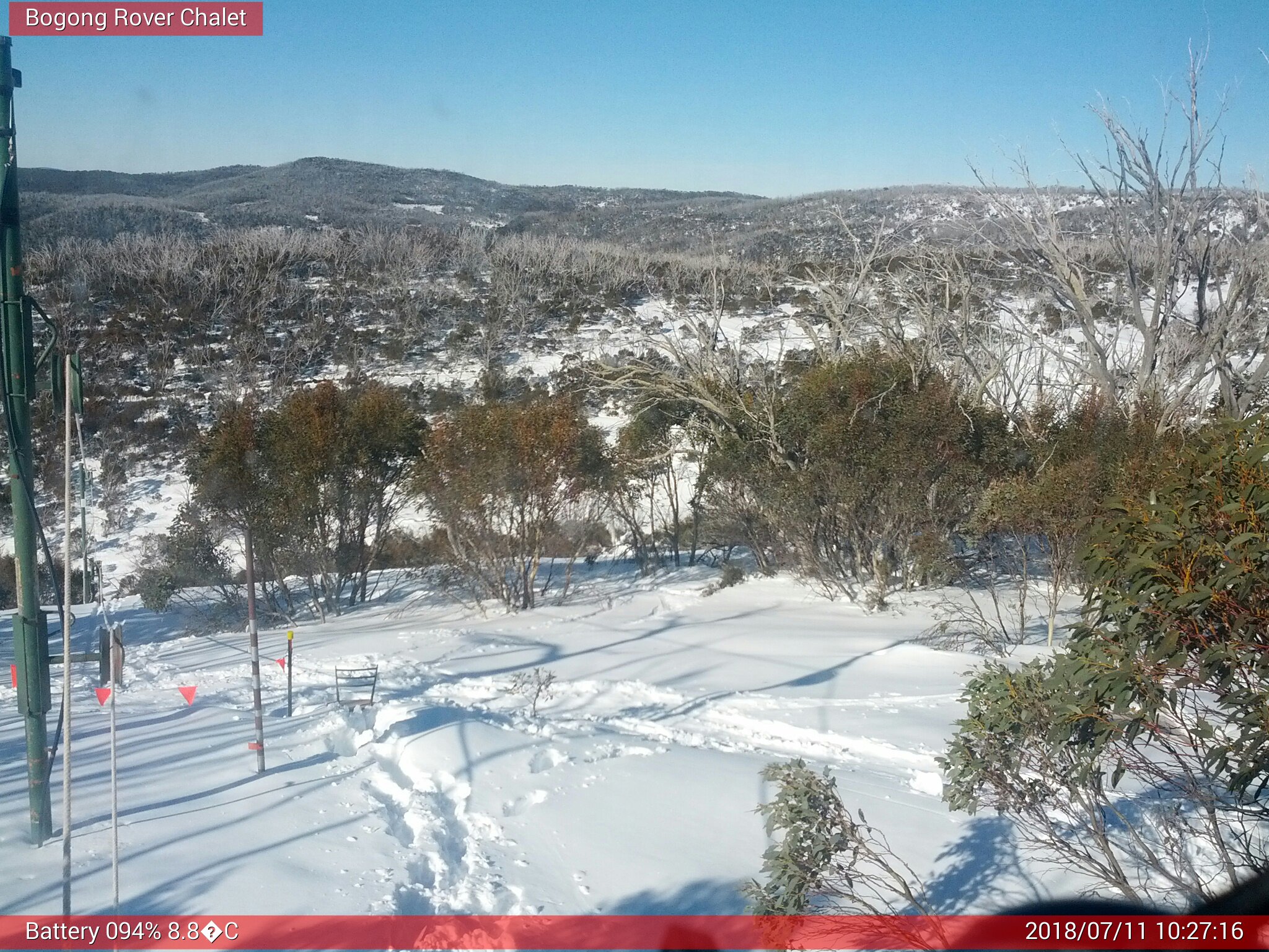 Bogong Web Cam 10:27am Wednesday 11th of July 2018