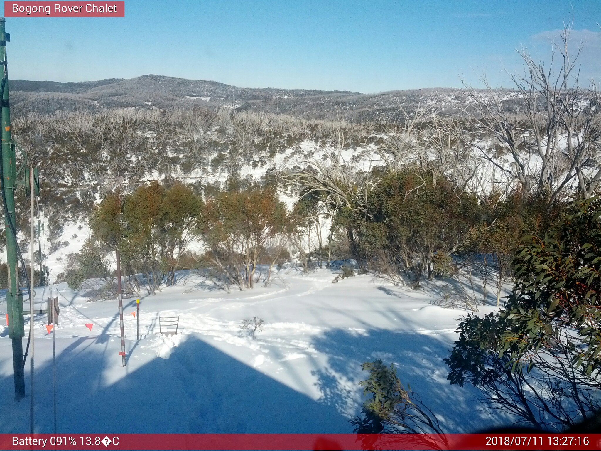 Bogong Web Cam 1:27pm Wednesday 11th of July 2018