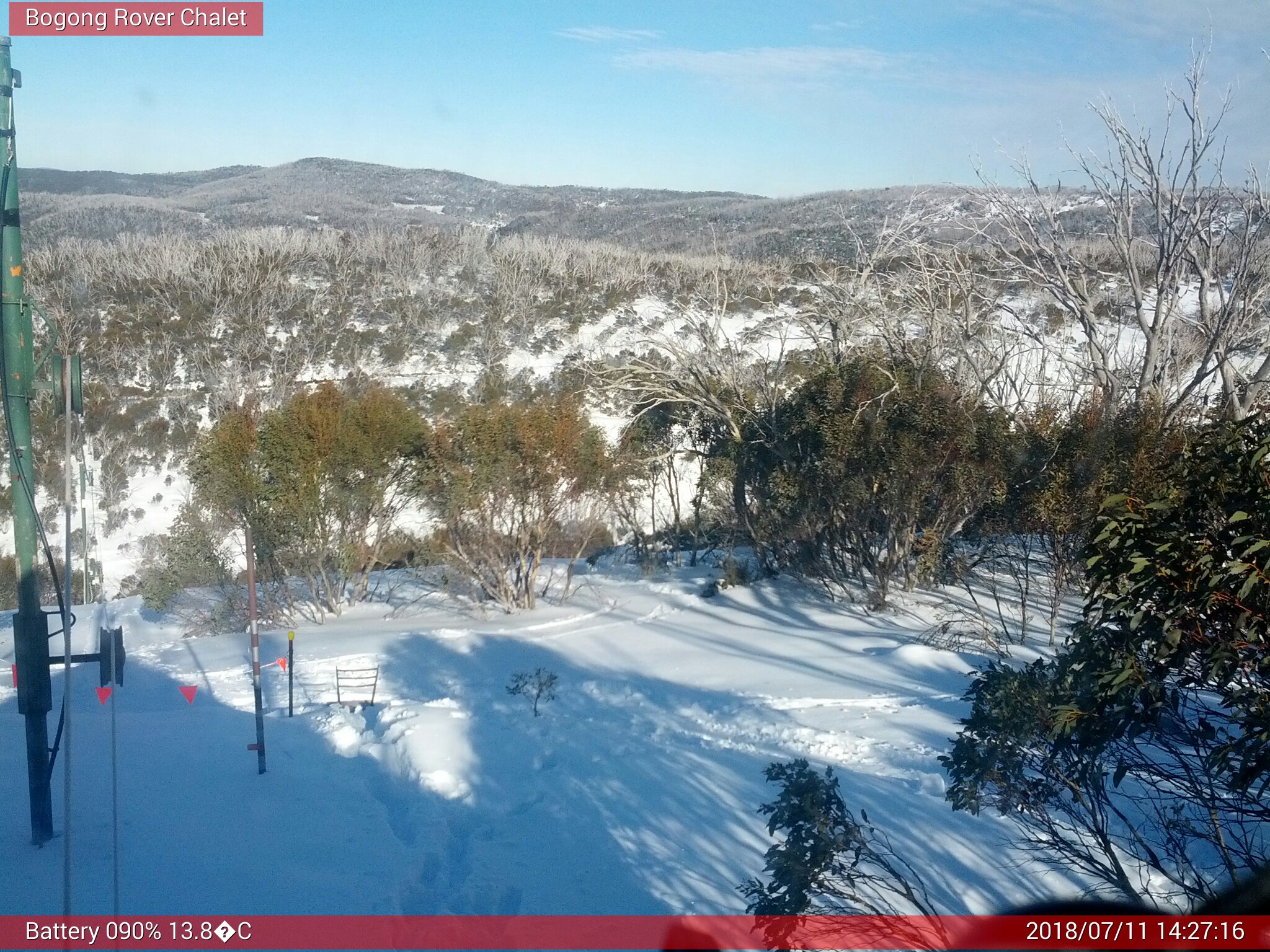 Bogong Web Cam 2:27pm Wednesday 11th of July 2018