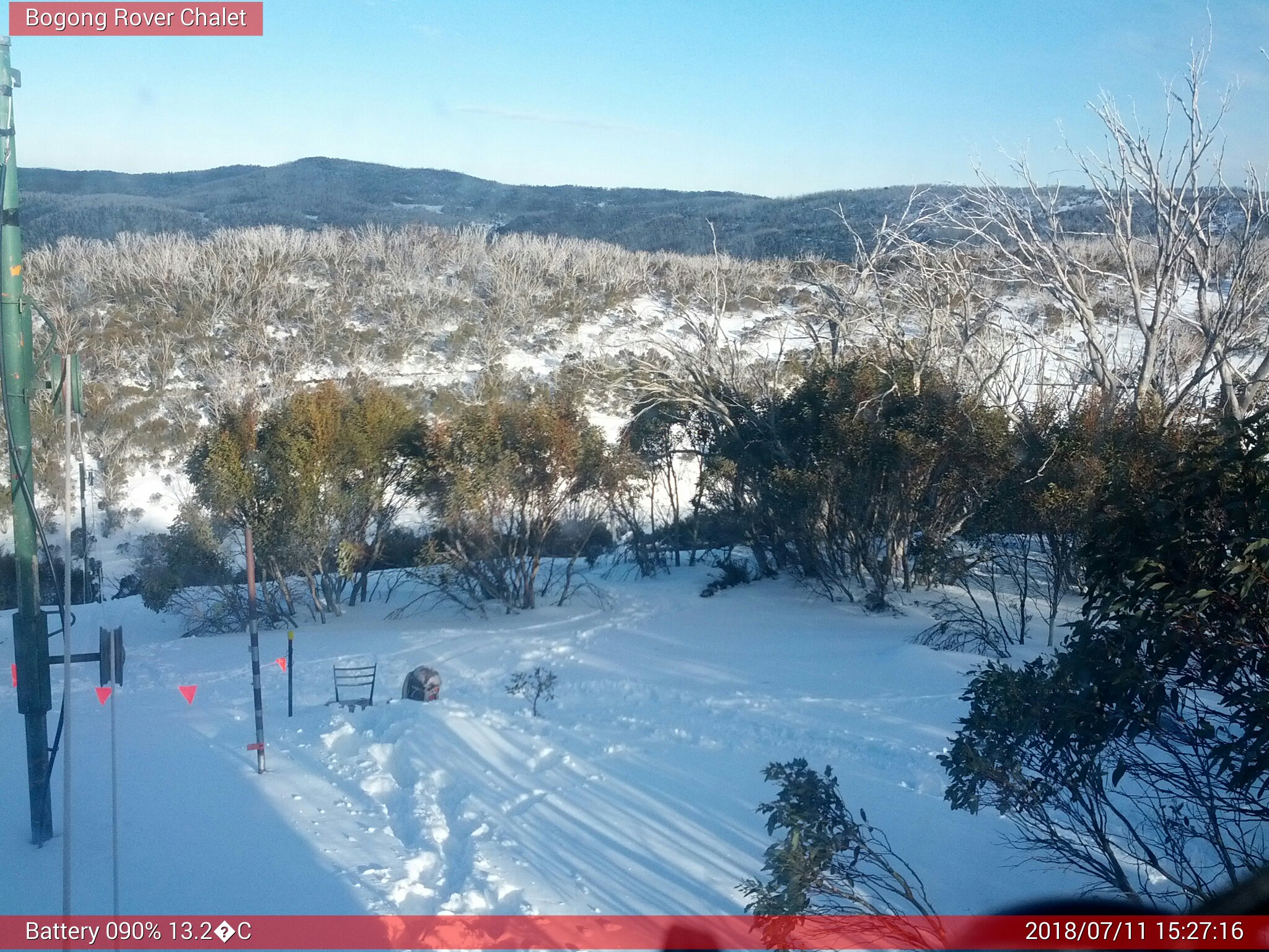 Bogong Web Cam 3:27pm Wednesday 11th of July 2018