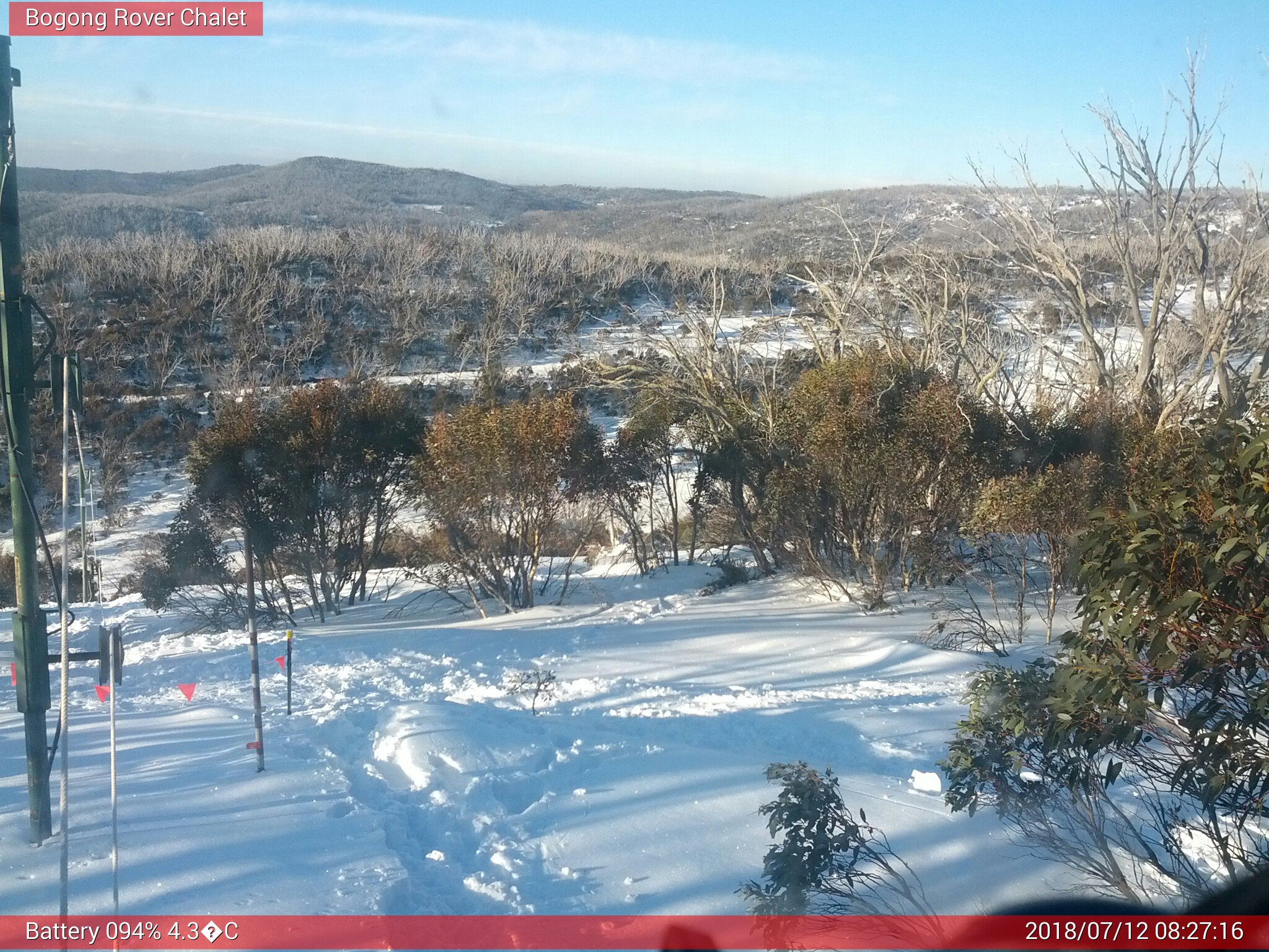 Bogong Web Cam 8:27am Thursday 12th of July 2018