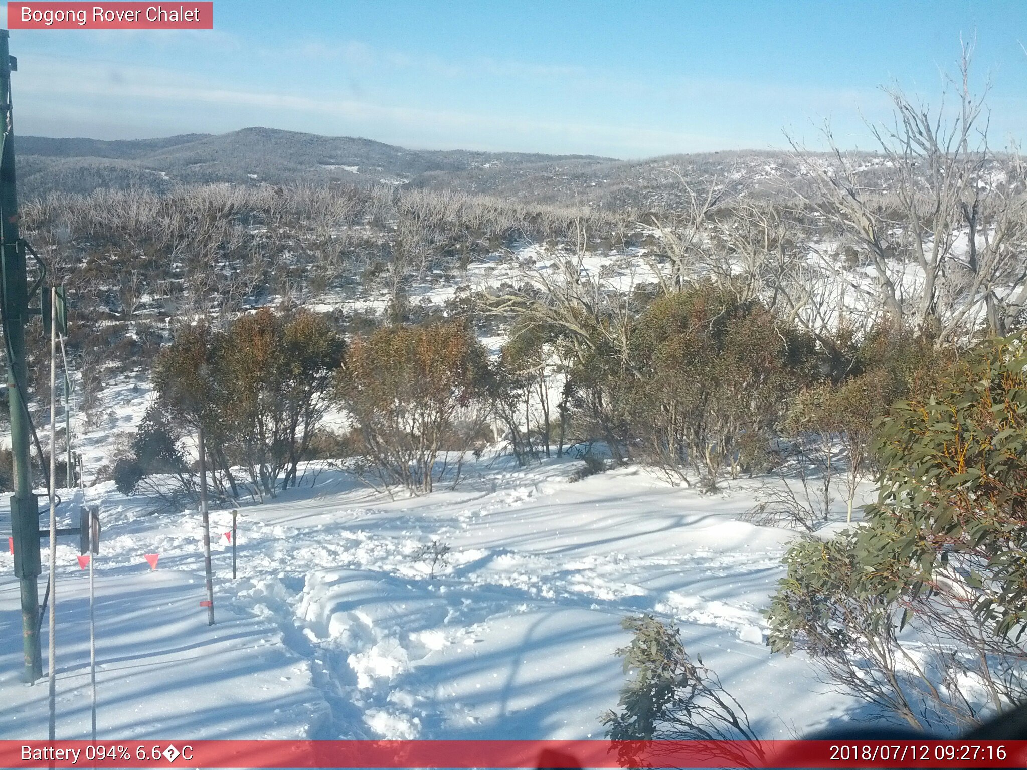 Bogong Web Cam 9:27am Thursday 12th of July 2018