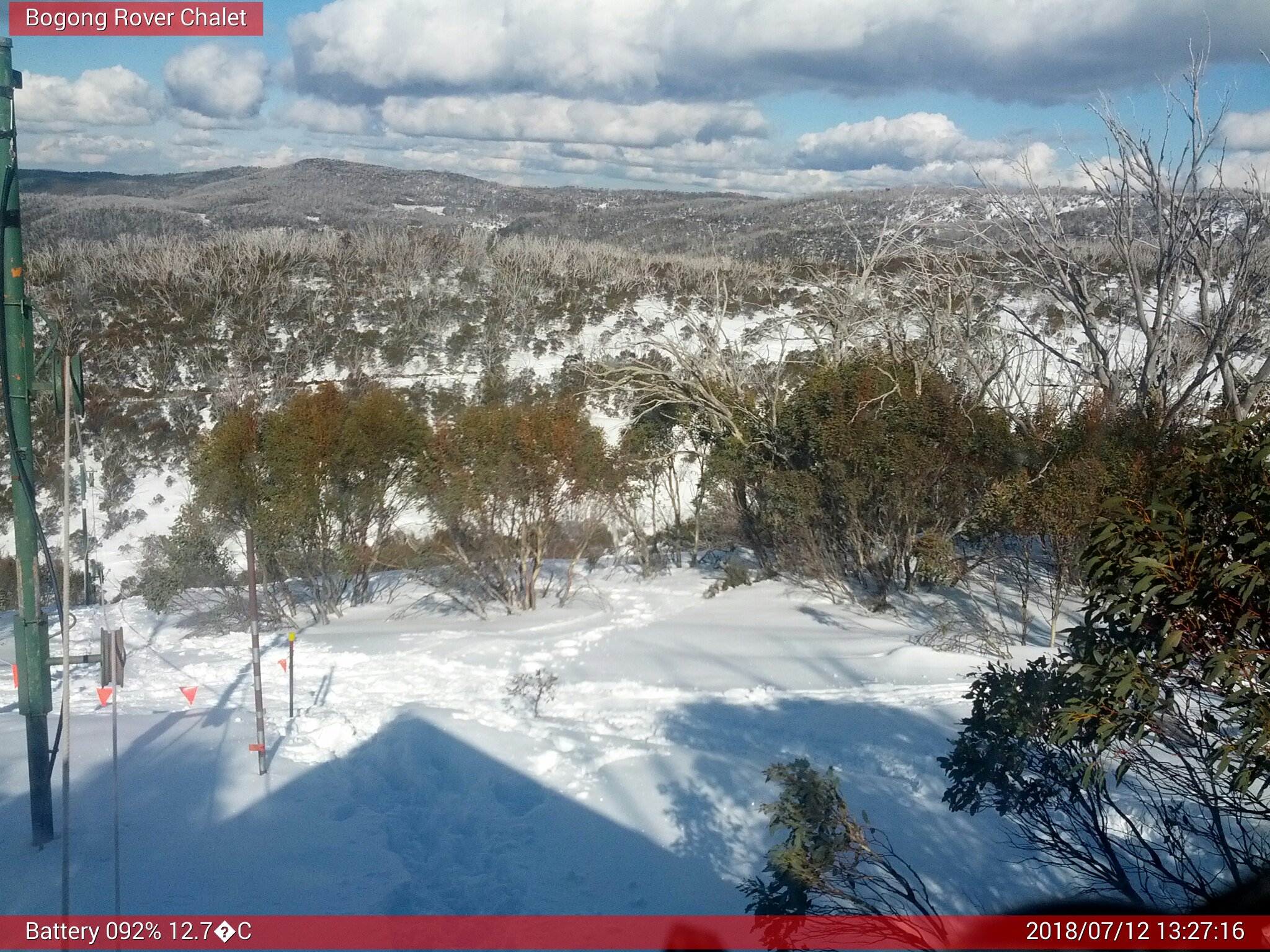 Bogong Web Cam 1:27pm Thursday 12th of July 2018