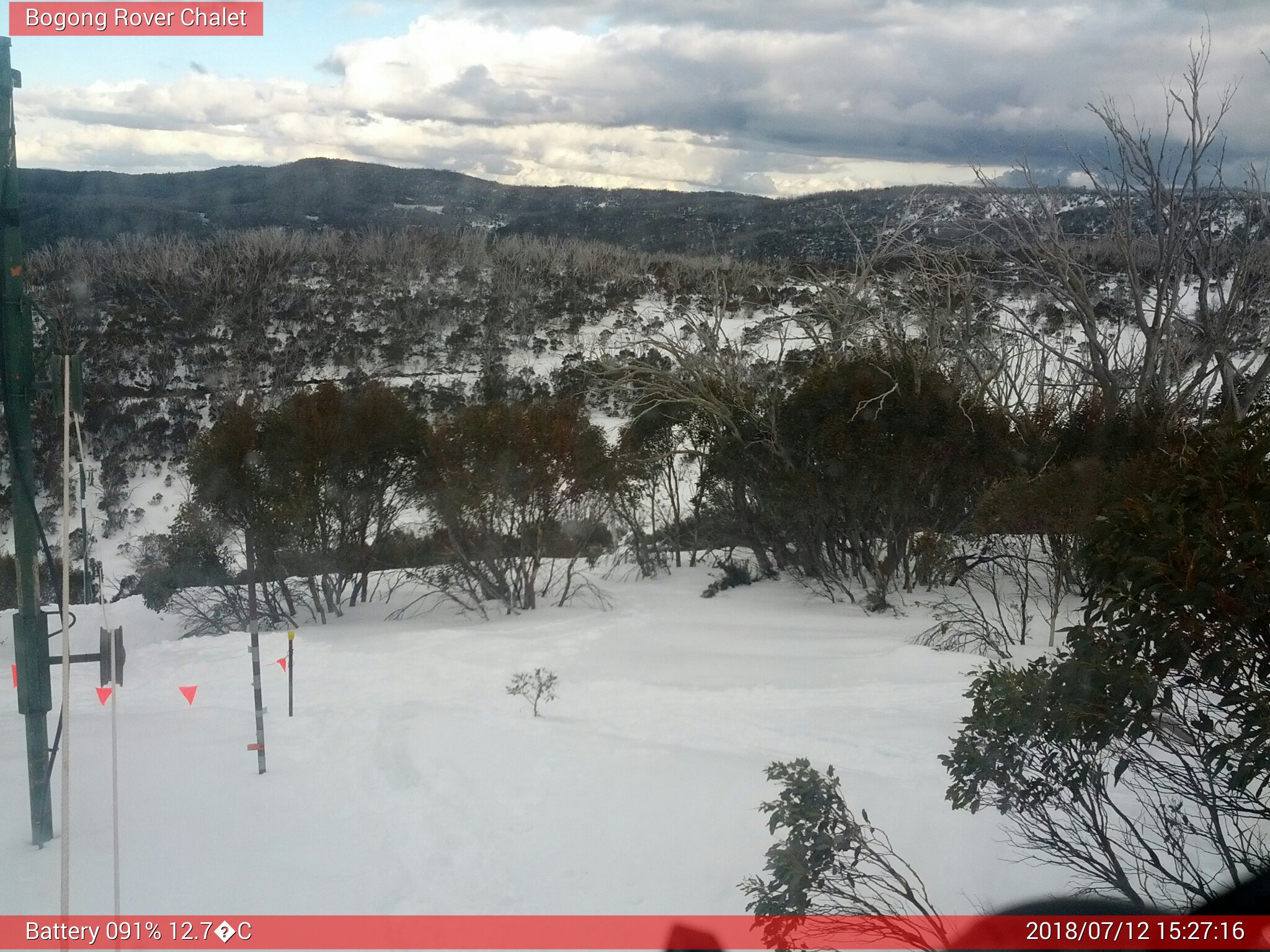 Bogong Web Cam 3:27pm Thursday 12th of July 2018