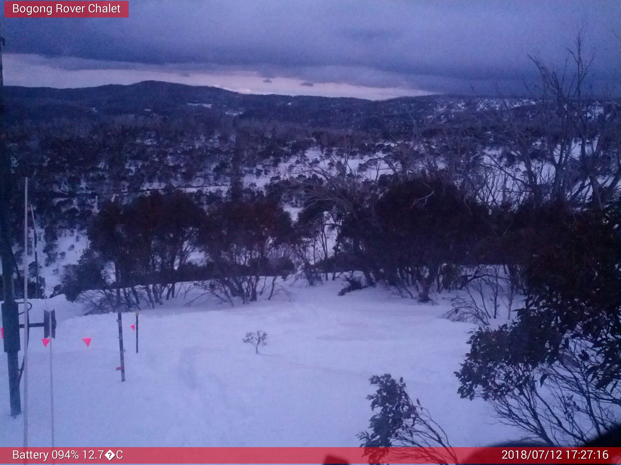 Bogong Web Cam 5:27pm Thursday 12th of July 2018