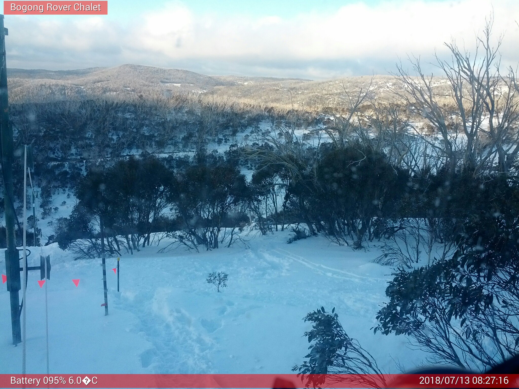 Bogong Web Cam 8:27am Friday 13th of July 2018