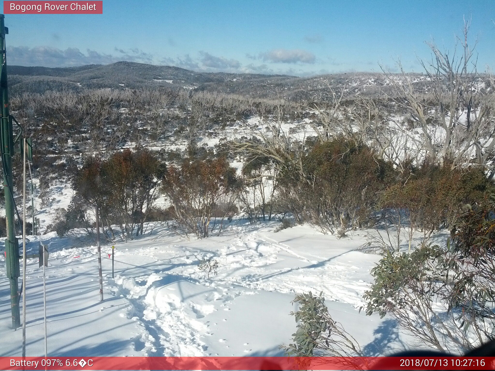 Bogong Web Cam 10:27am Friday 13th of July 2018