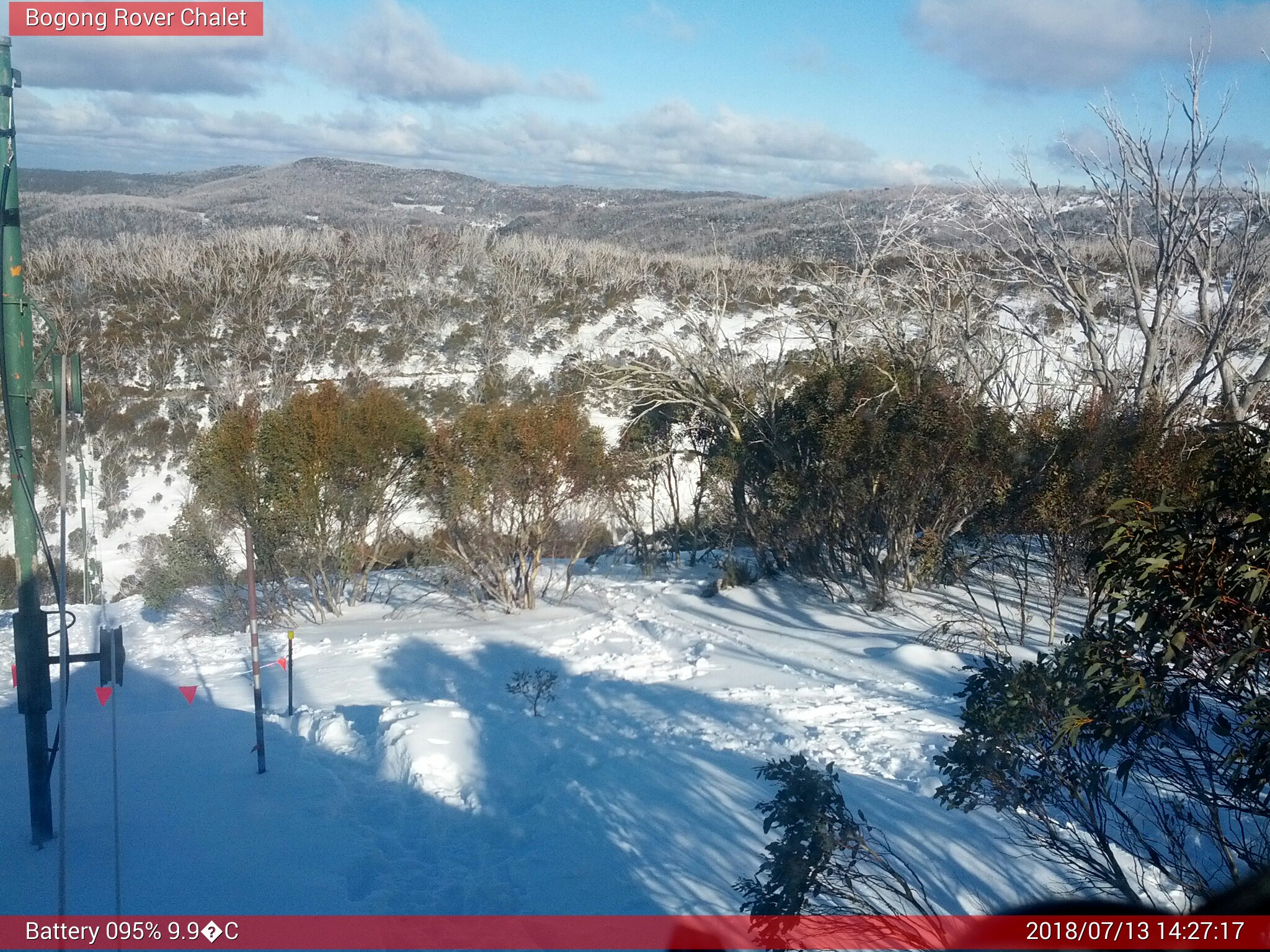 Bogong Web Cam 2:27pm Friday 13th of July 2018