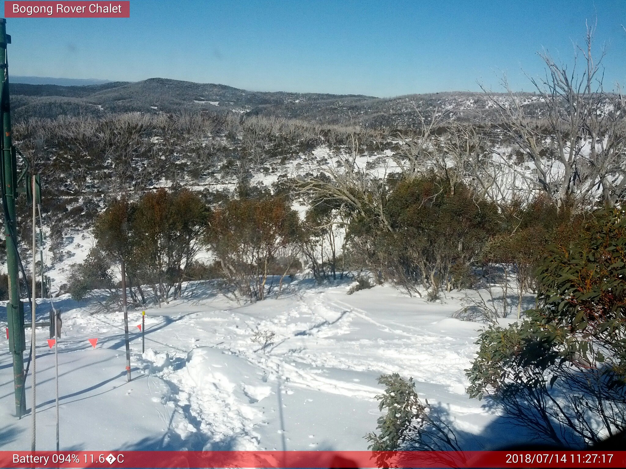 Bogong Web Cam 11:27am Saturday 14th of July 2018