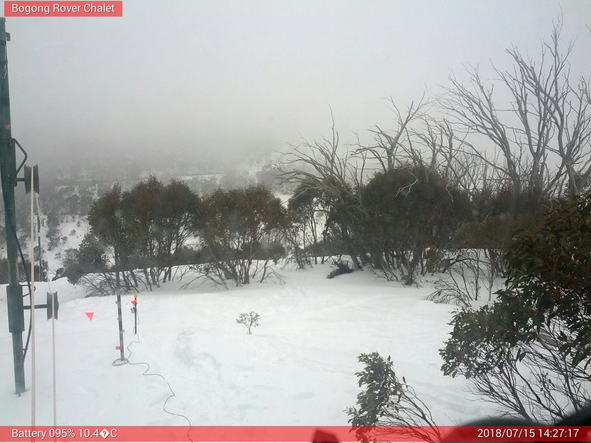 Bogong Web Cam 2:27pm Sunday 15th of July 2018