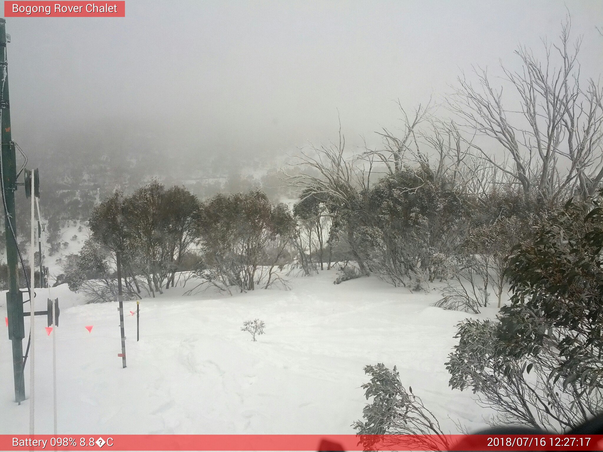 Bogong Web Cam 12:27pm Monday 16th of July 2018