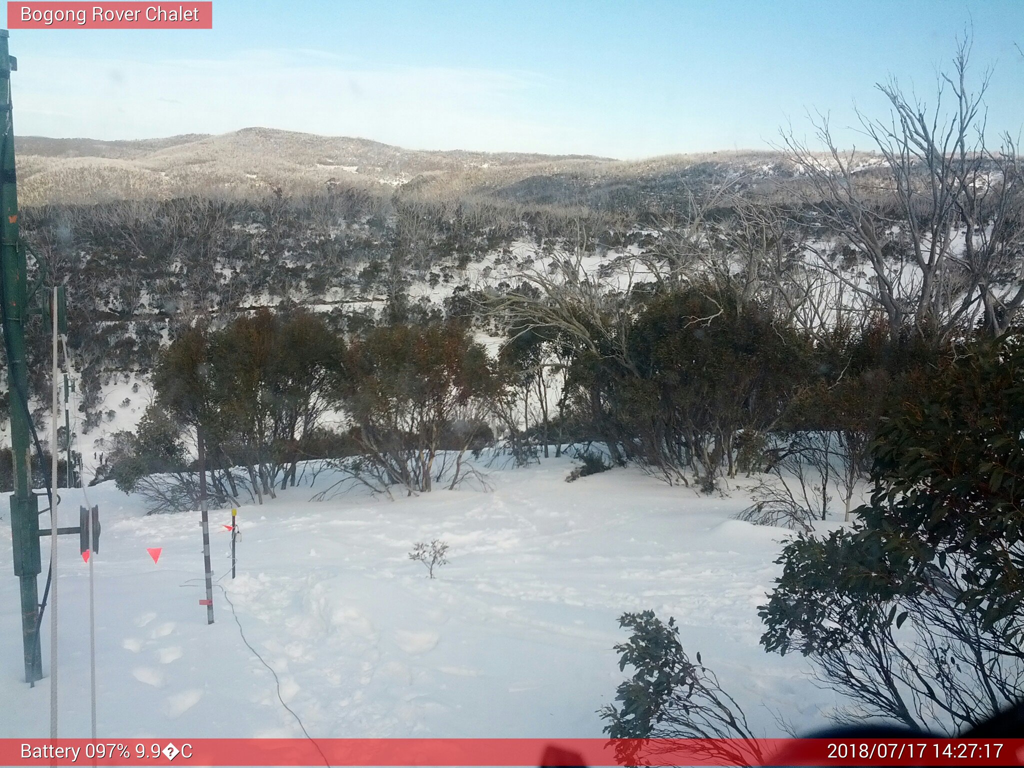 Bogong Web Cam 2:27pm Tuesday 17th of July 2018