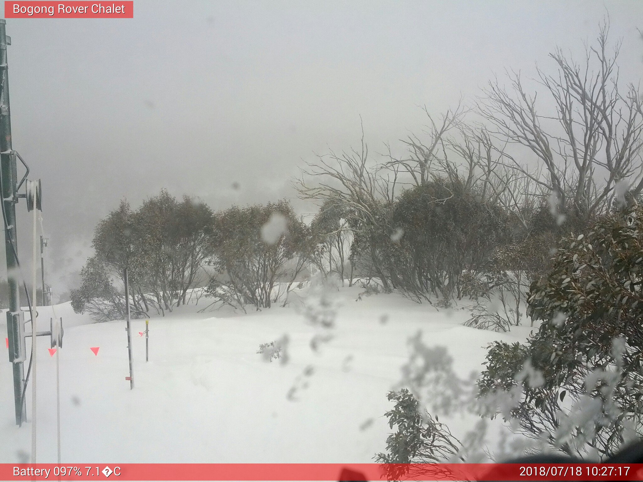 Bogong Web Cam 10:27am Wednesday 18th of July 2018